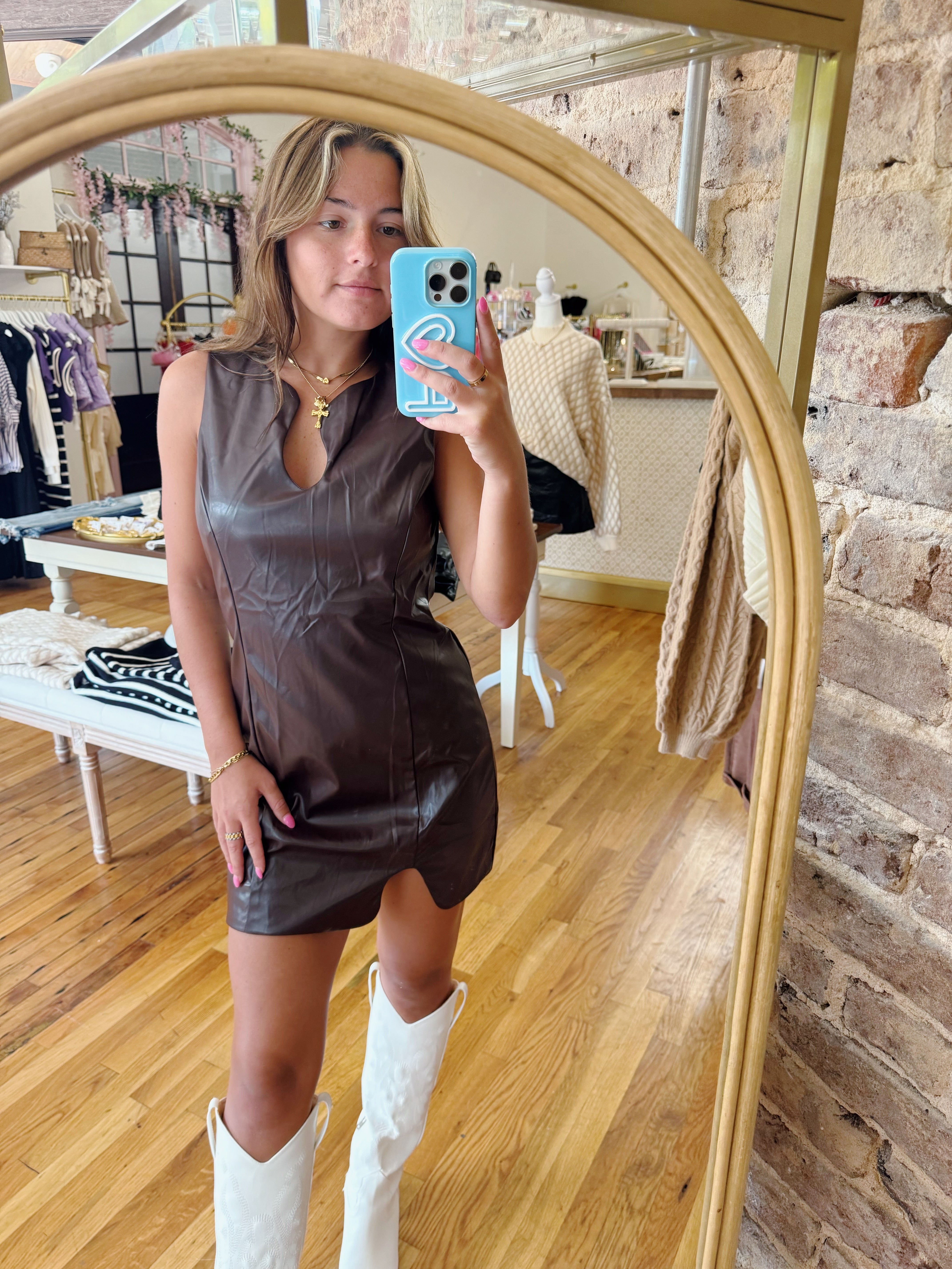 Amanda Mini Dress - Dark Brown