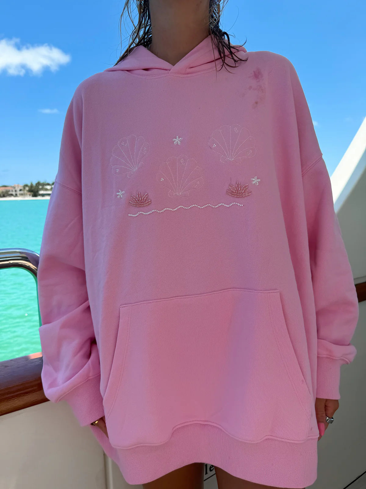 Lottie Bikini Beaded Ocean Hoodie - Pink