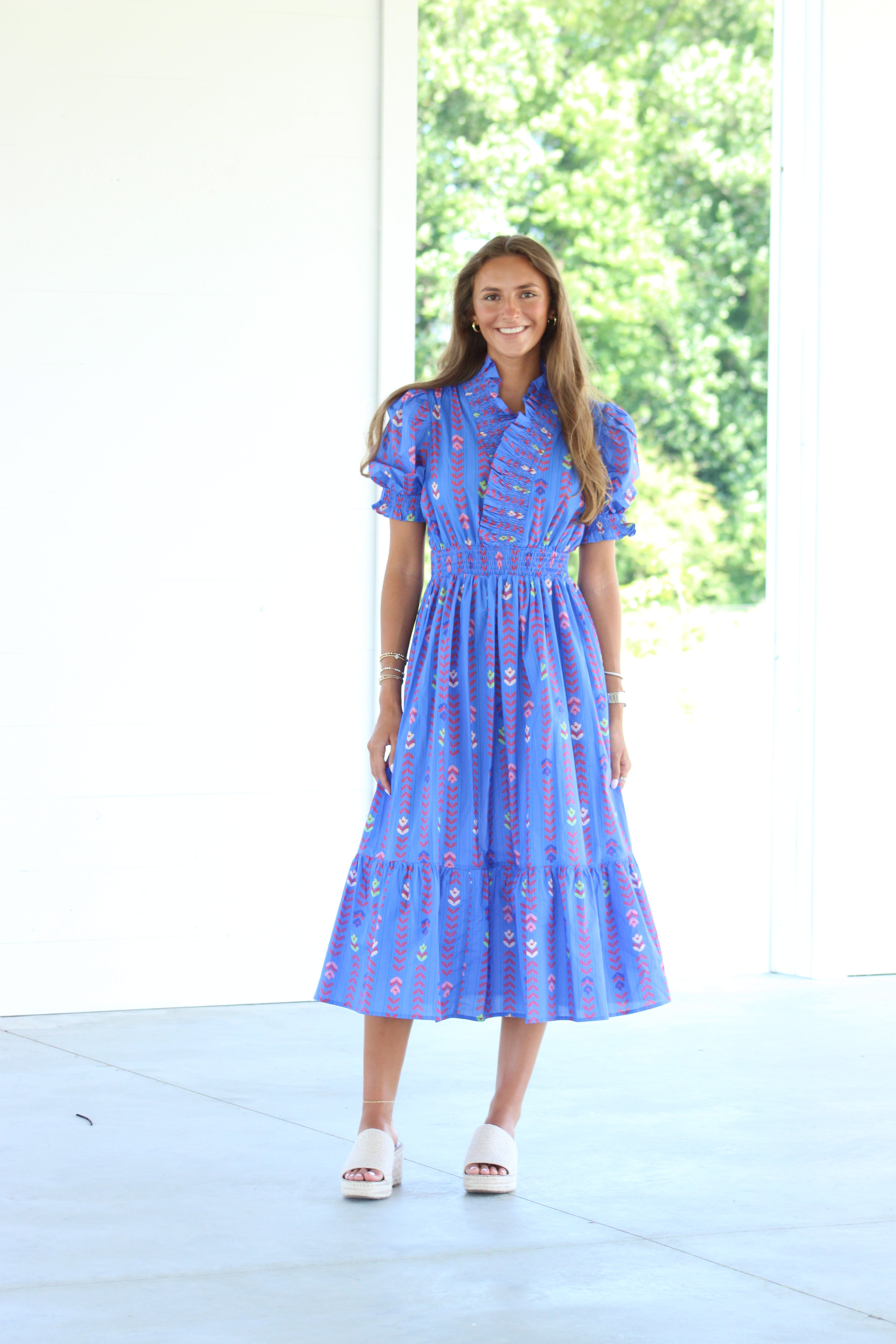 Glad You're Mine Midi Dress - Blue