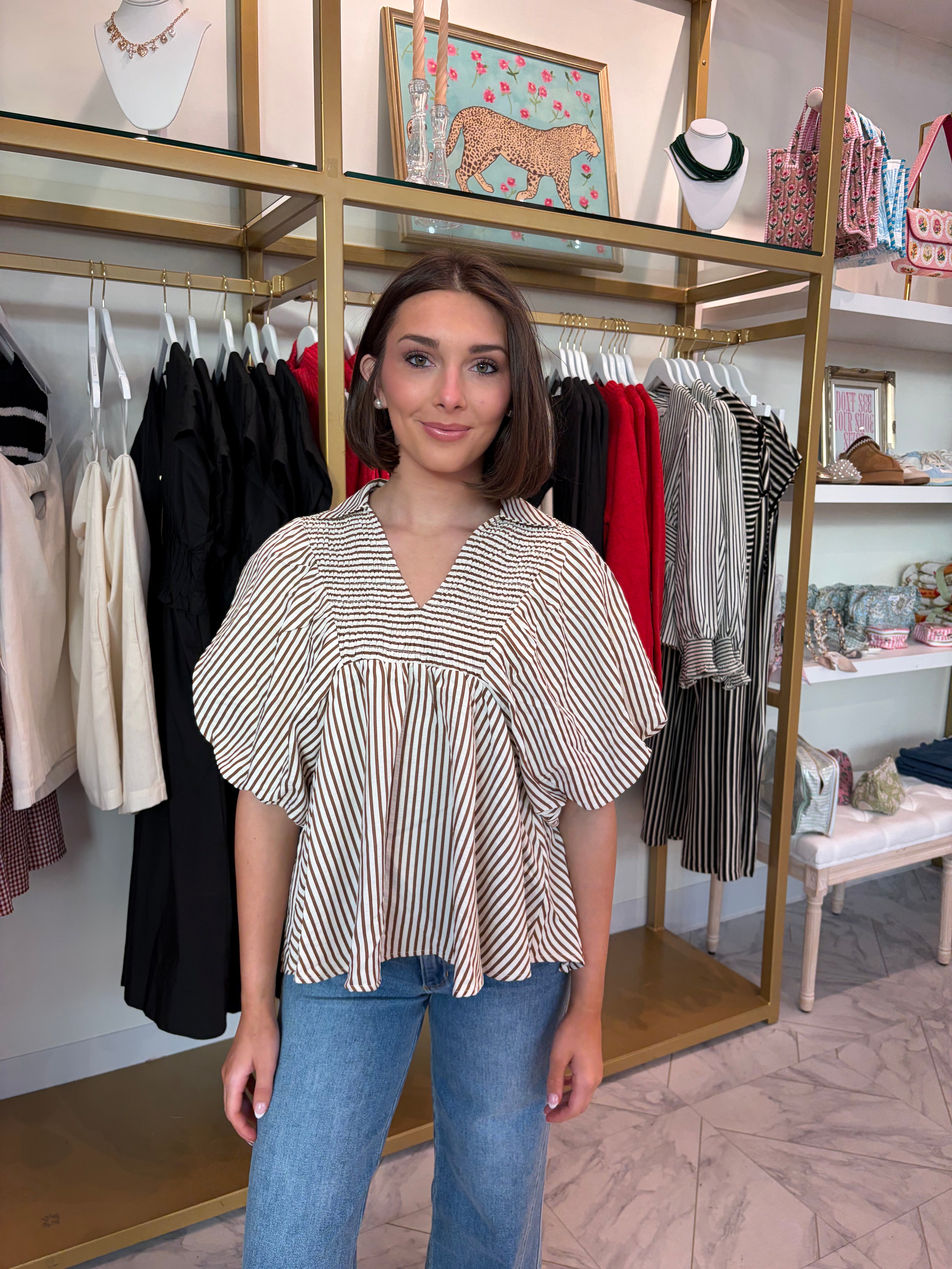 Mitsy Top - Caramel Stripe