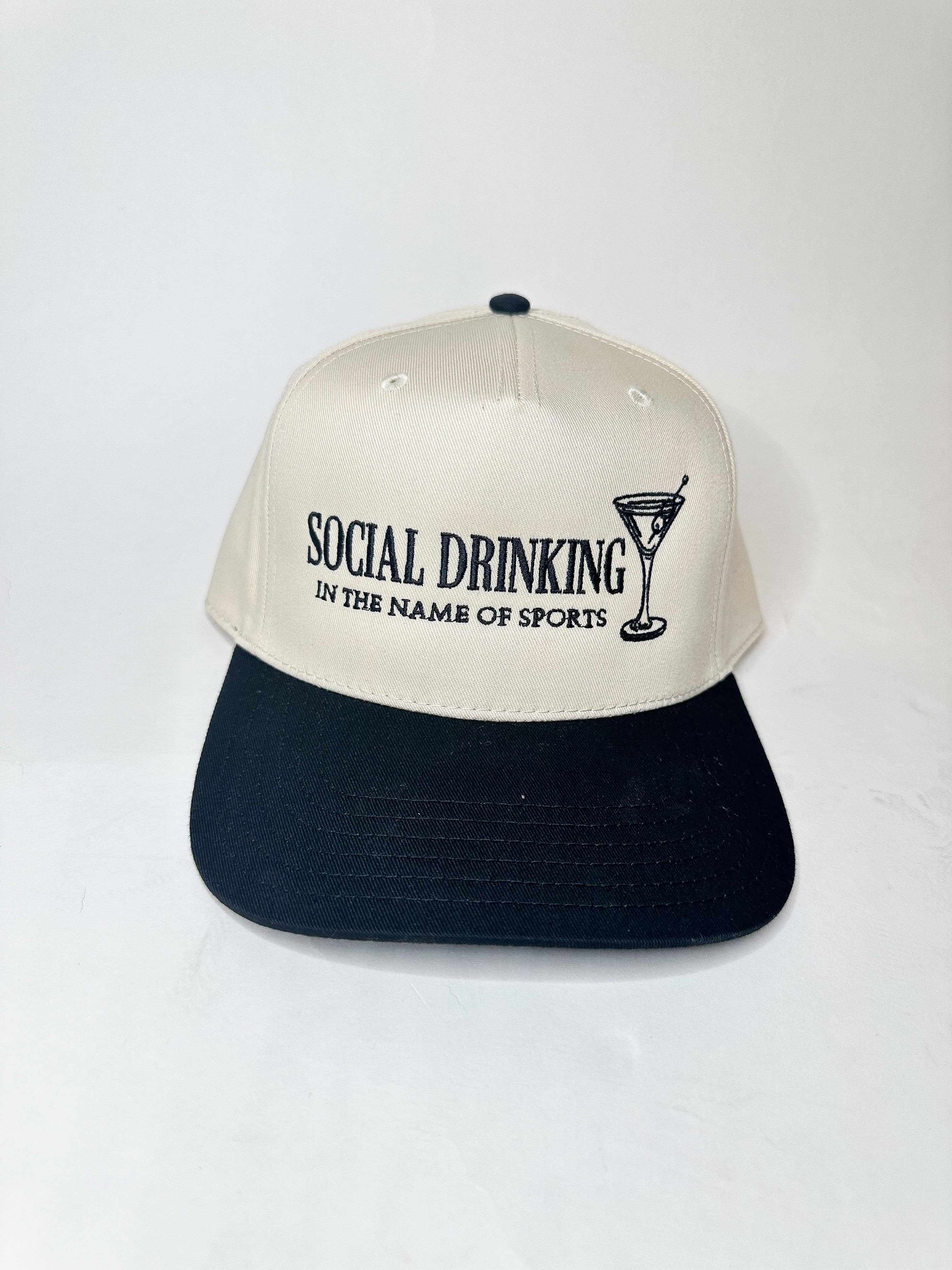 Social Drinking Embroidered Hat - Black