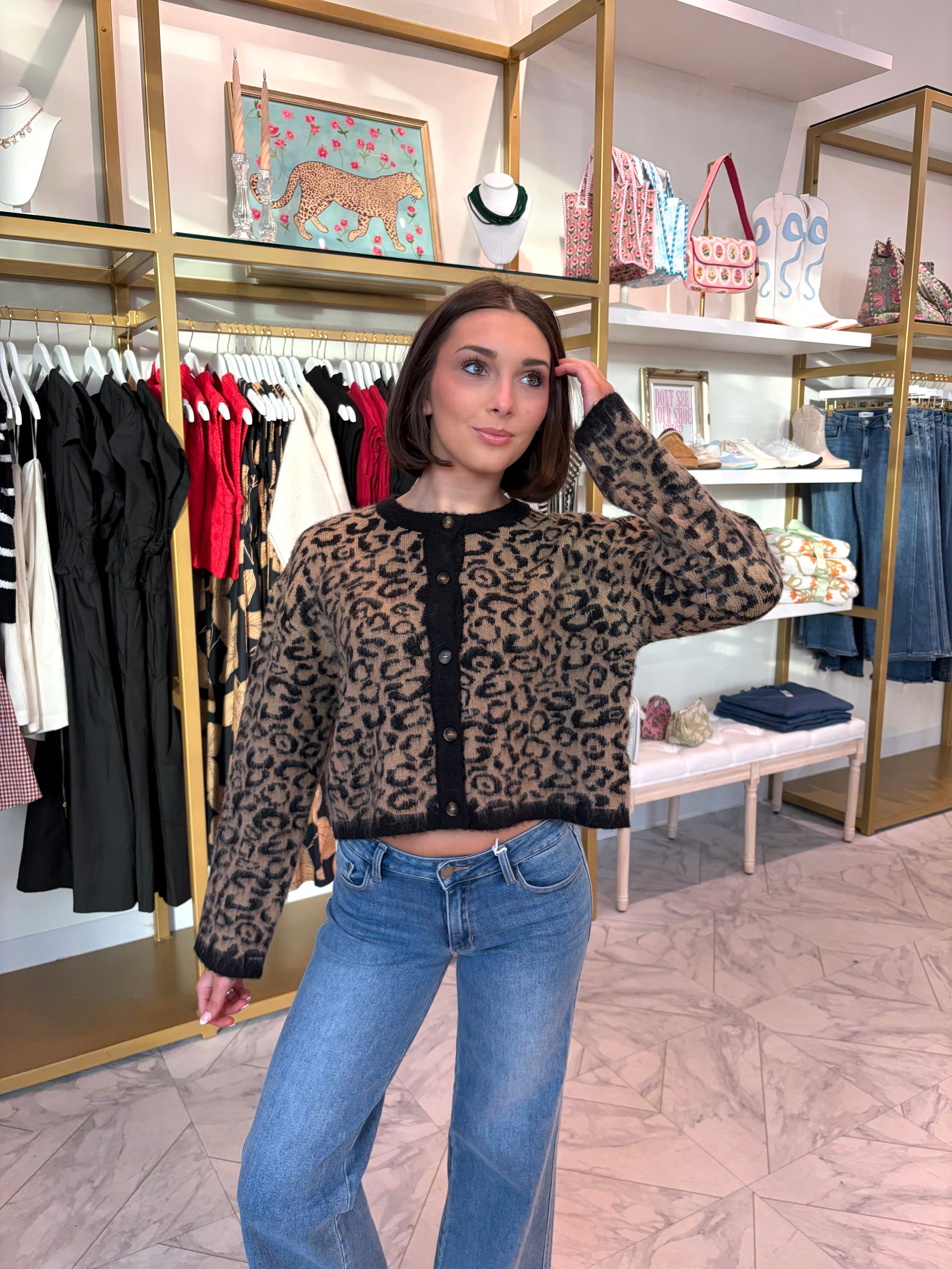 One Of A Kind Cardigan Sweater - Leopard