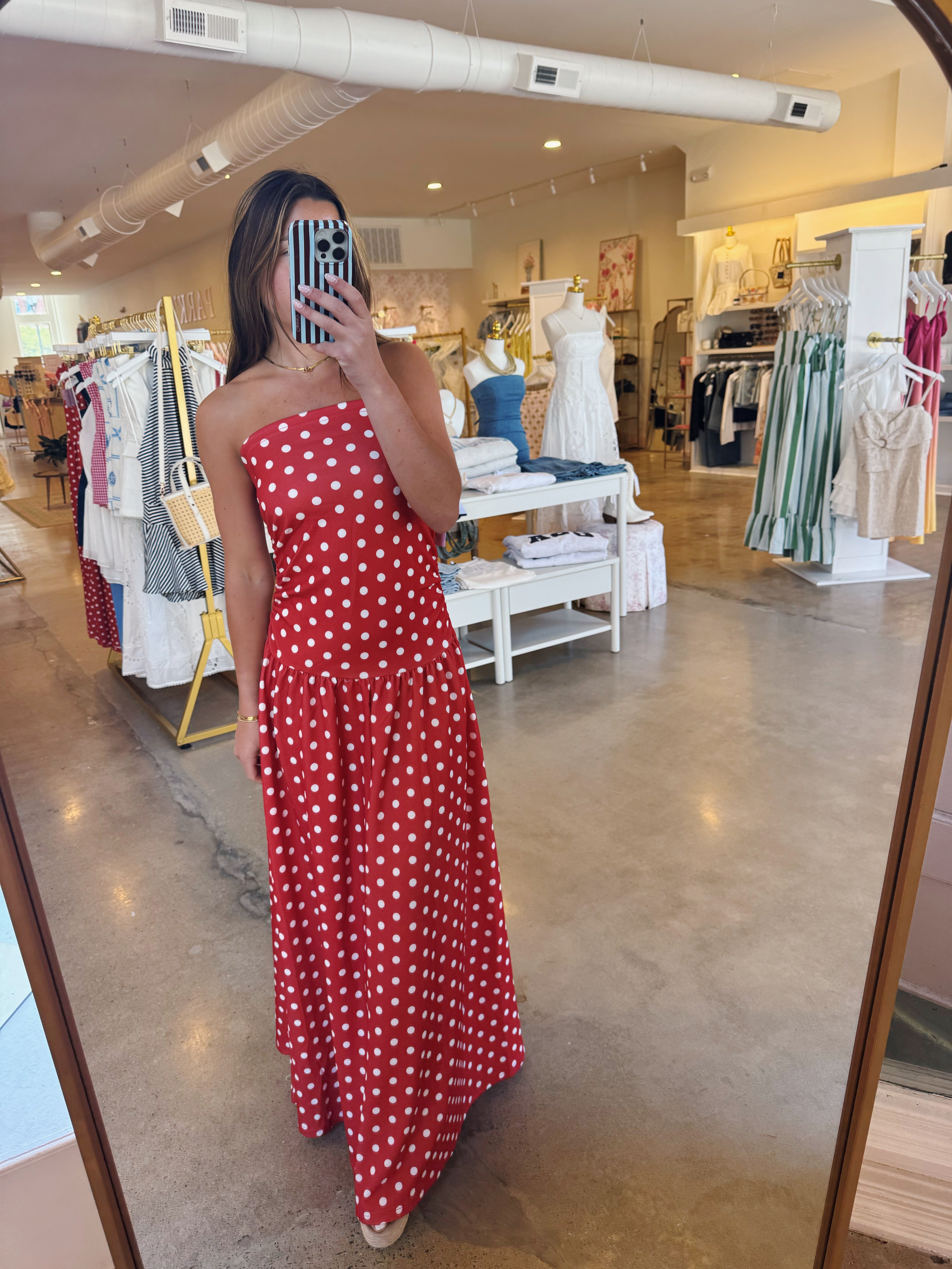 Lana Maxi Dress - Red Polka Dot