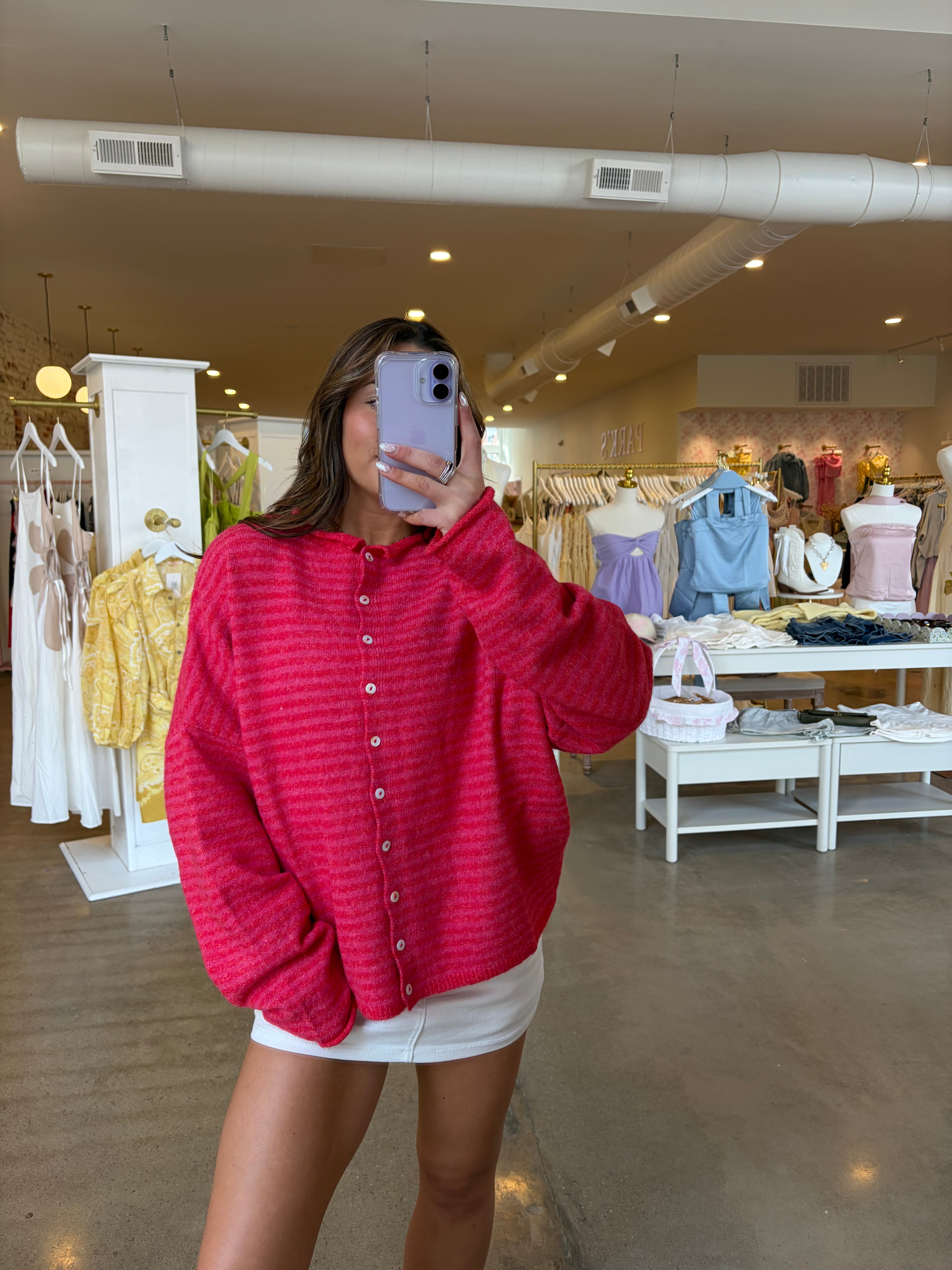 Kristin Knit Cardigan - Cherry Red
