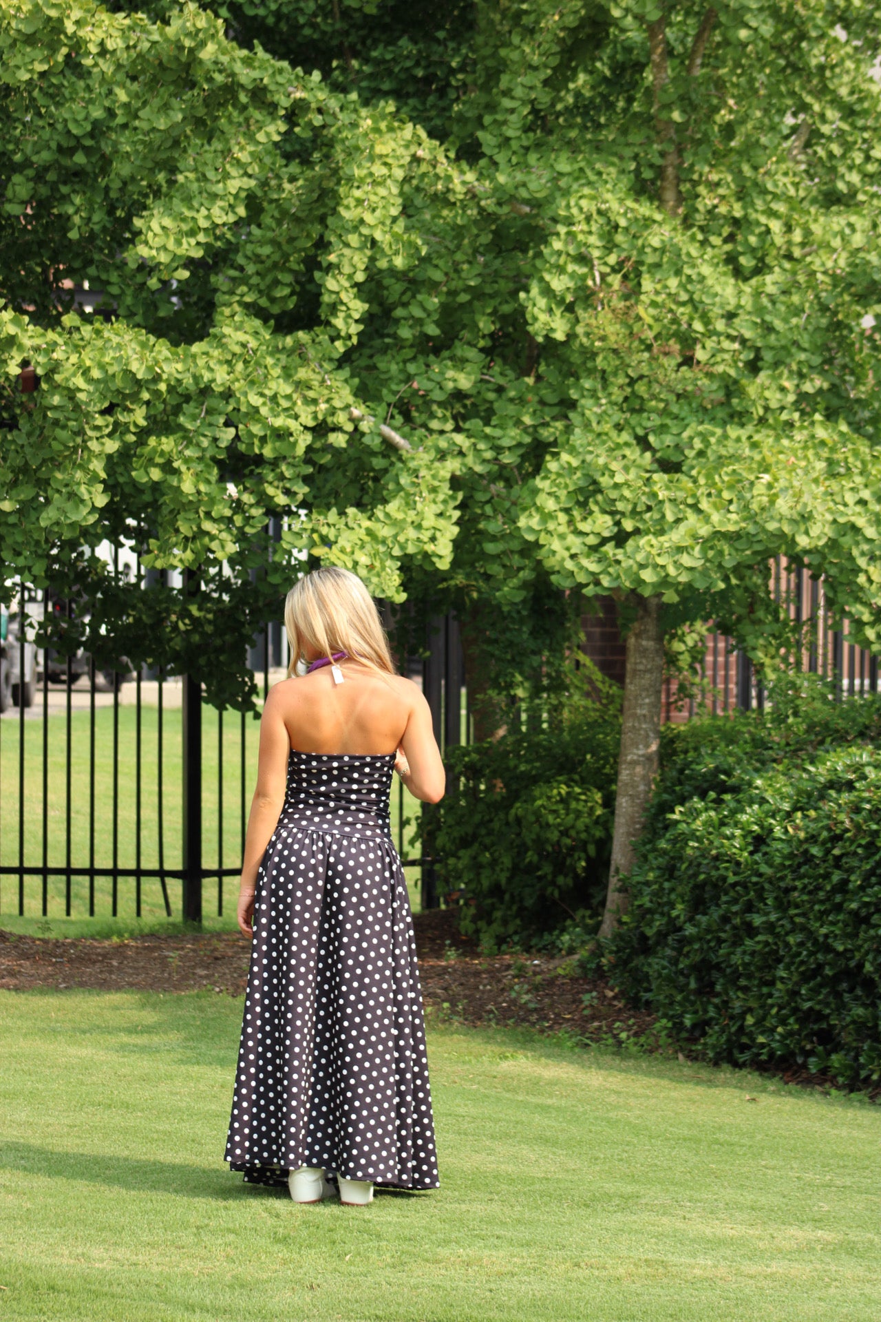 Lana Maxi Dress - Black Polka Dot