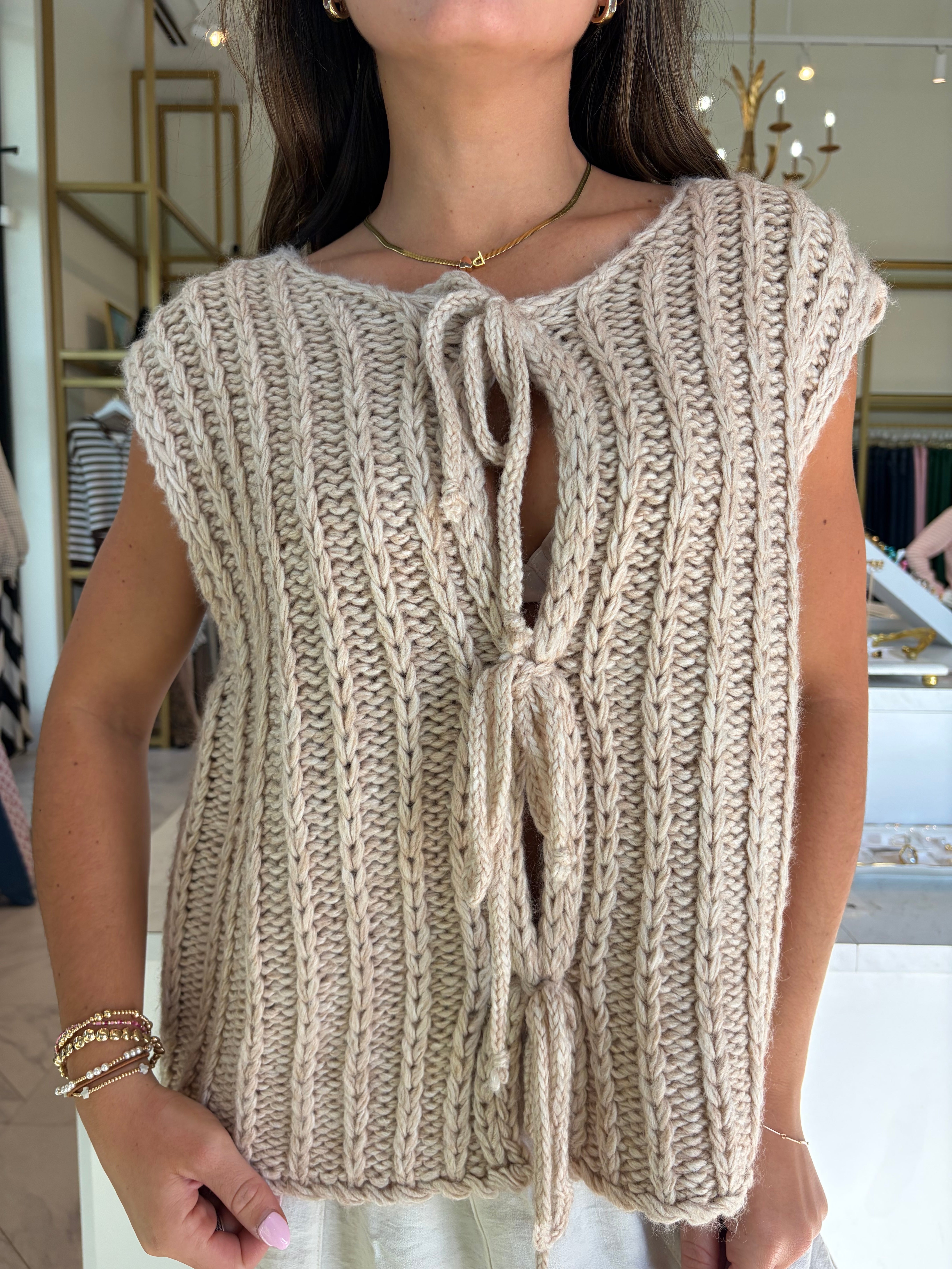 Ryan Chunky Sweater Vest - Oatmeal