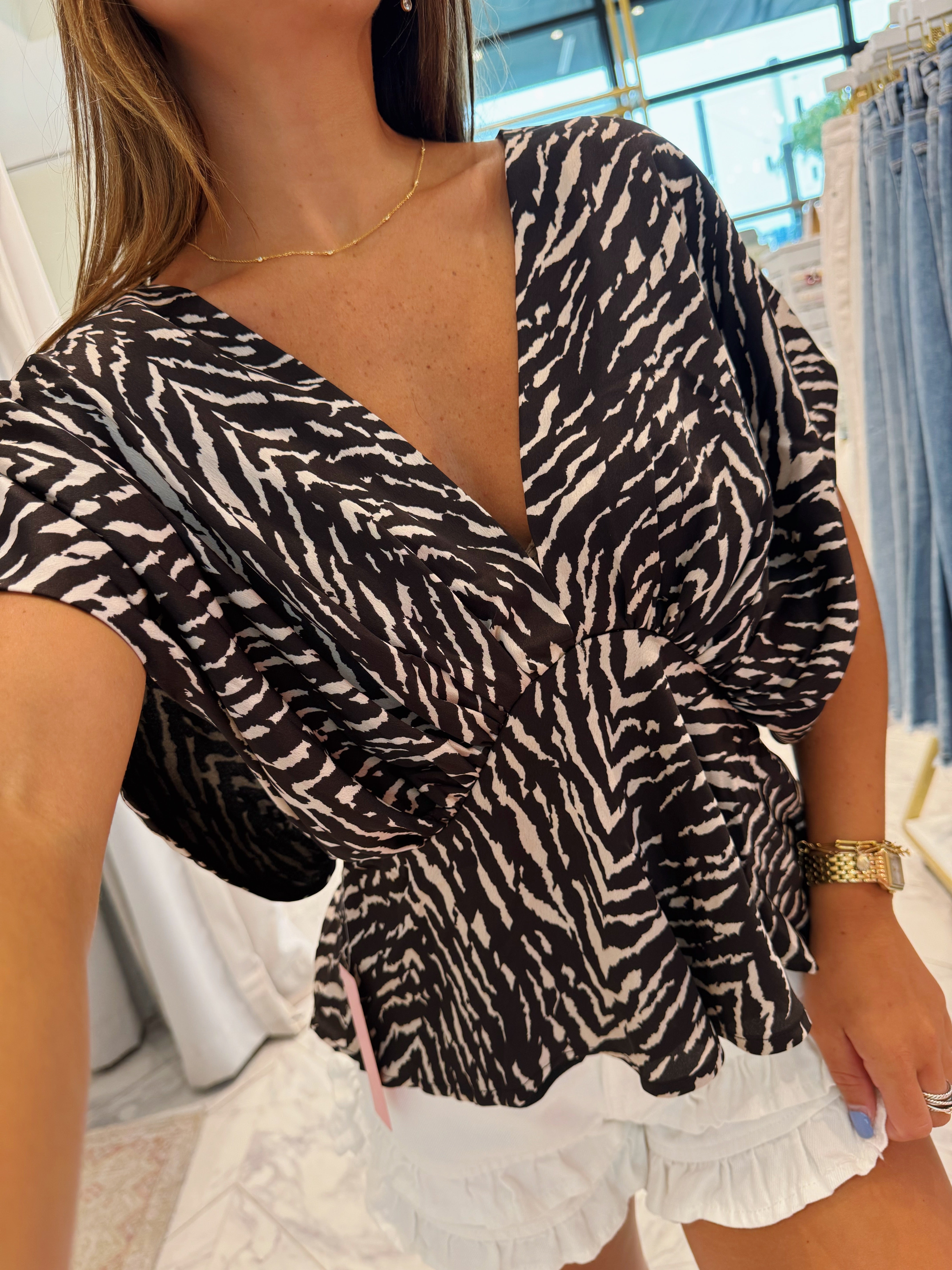 Loretta Top - Black & Ivory