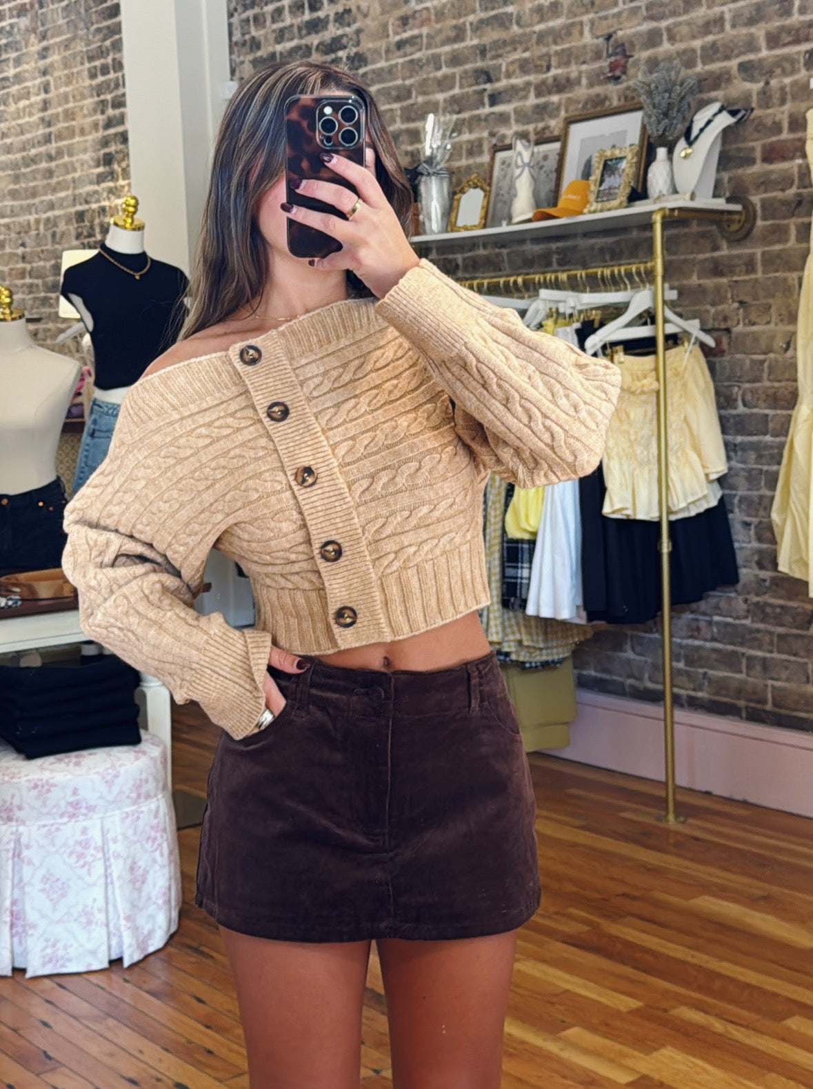 Luci Corduroy Mini Skirt - Brown