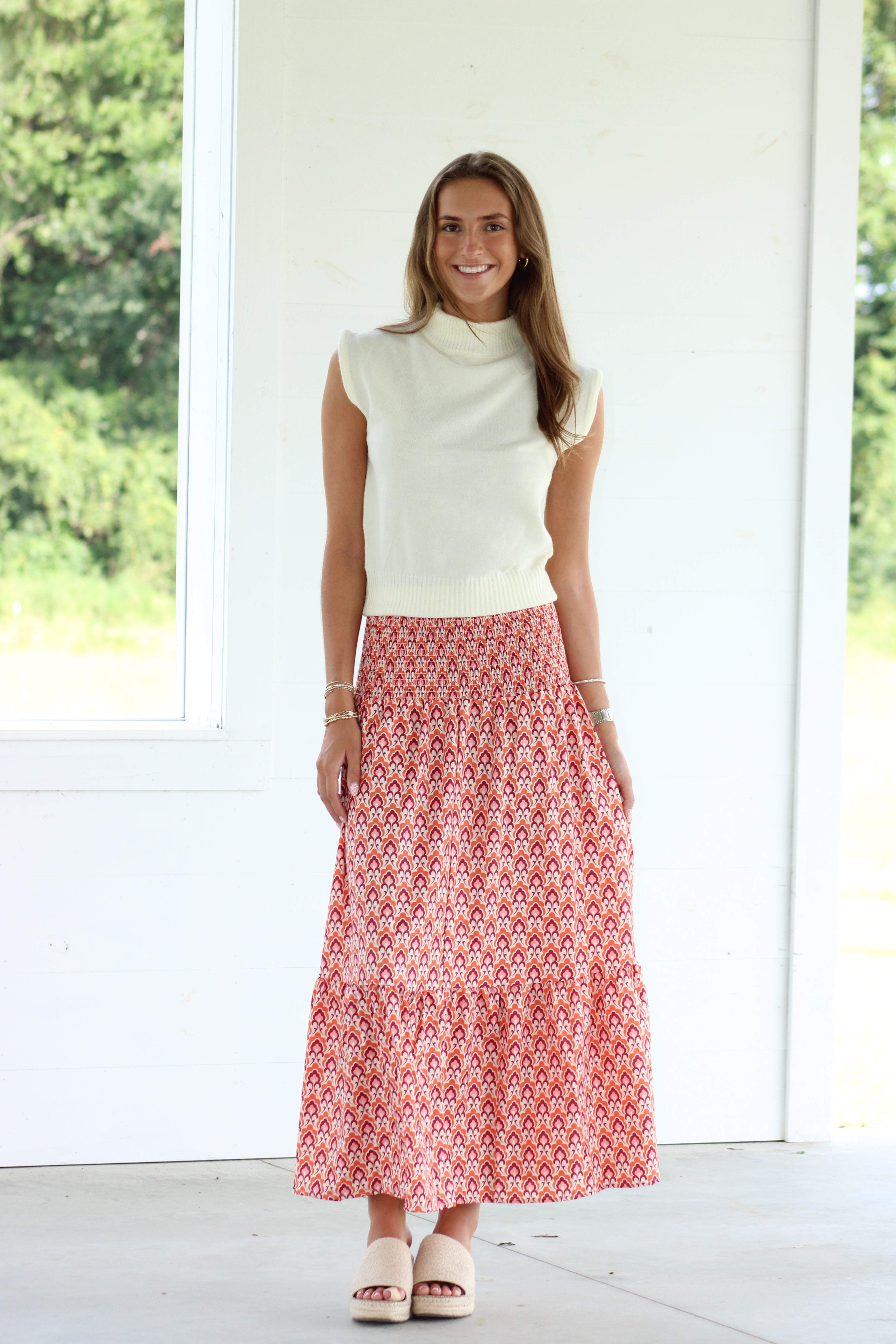 Bright Side Maxi Skirt - Orange