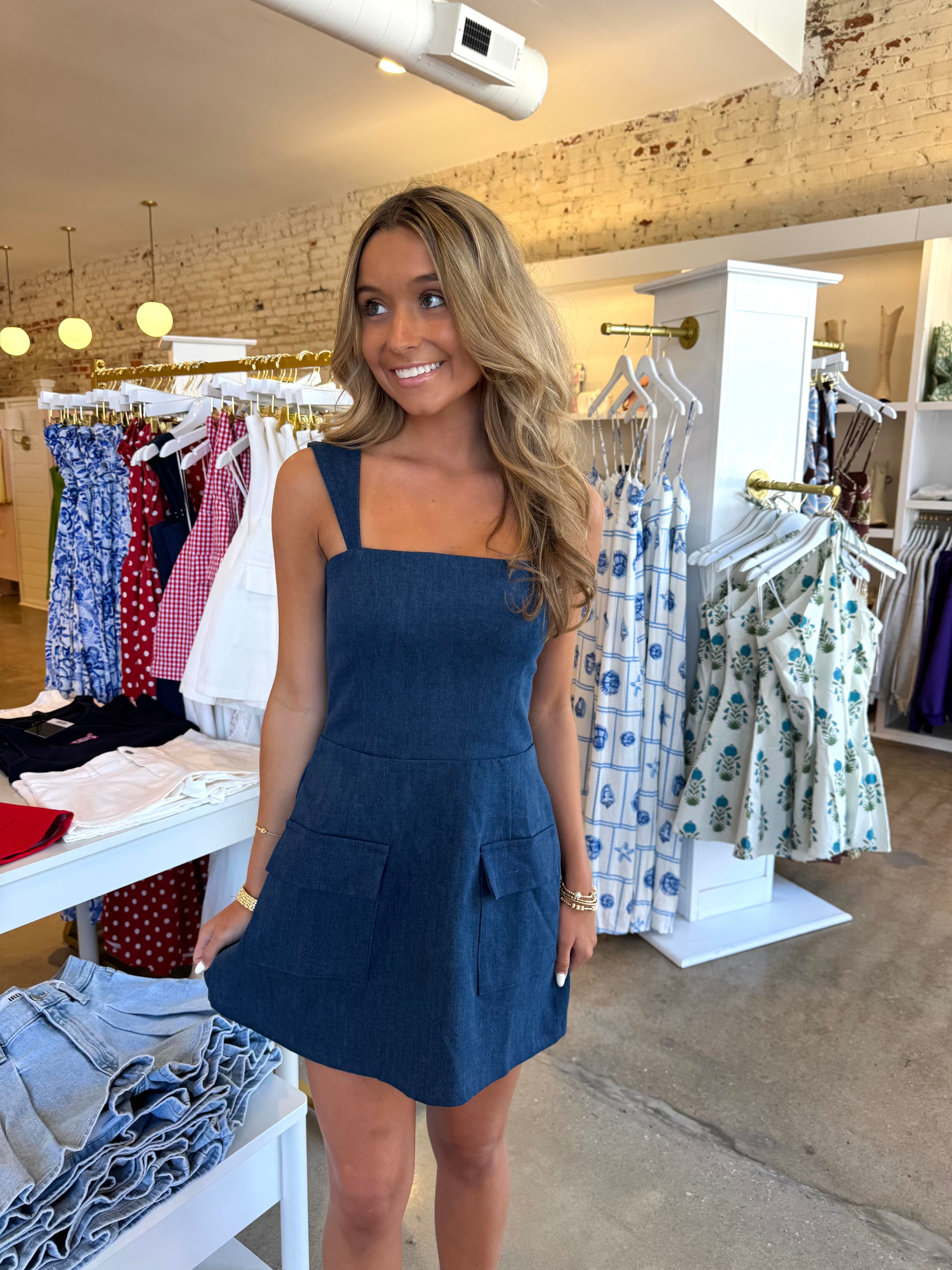 Erin Denim Mini Dress - Dark Denim