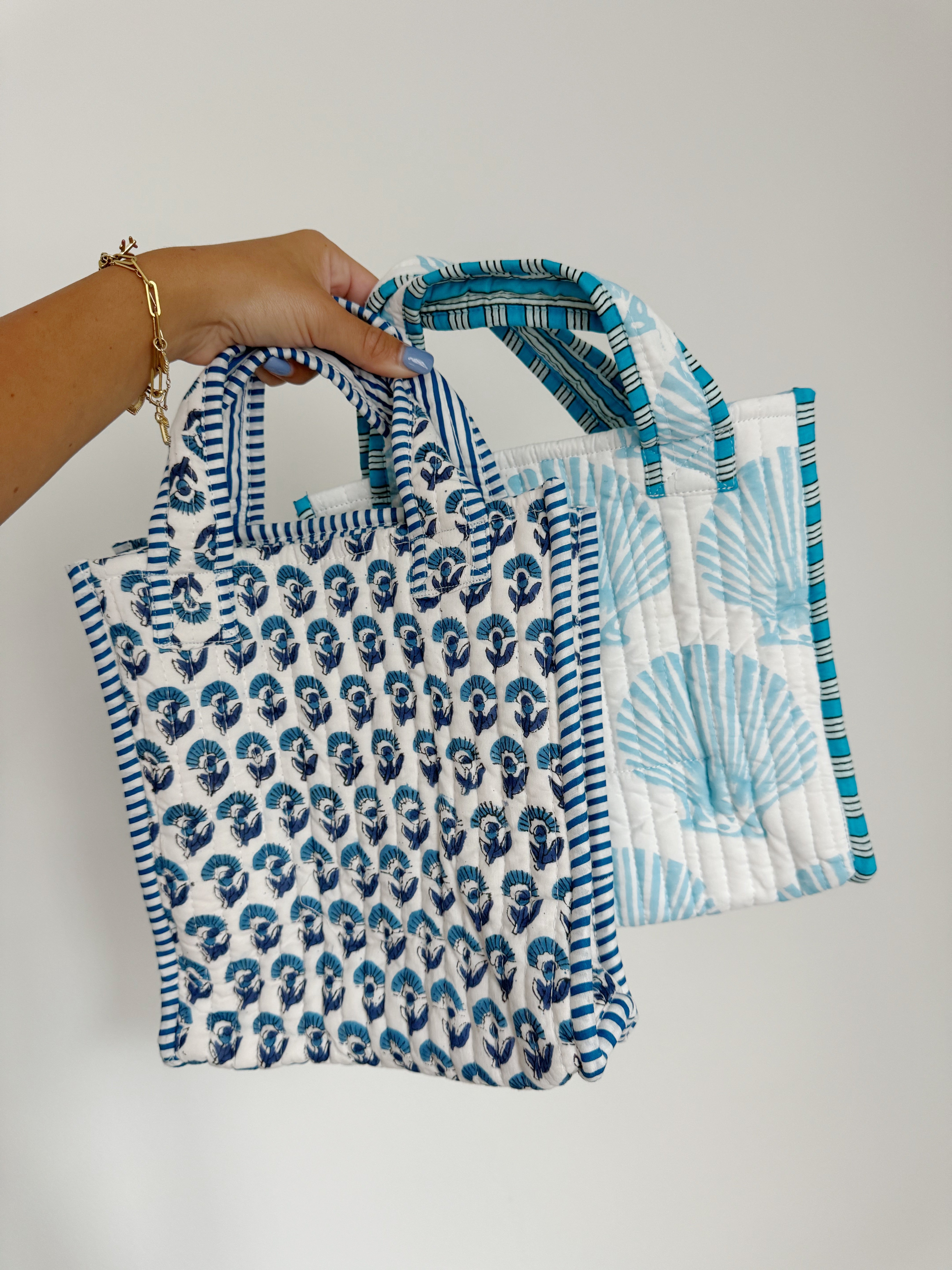 Blair Quilted Mini Tote Bag - Seaside Shells