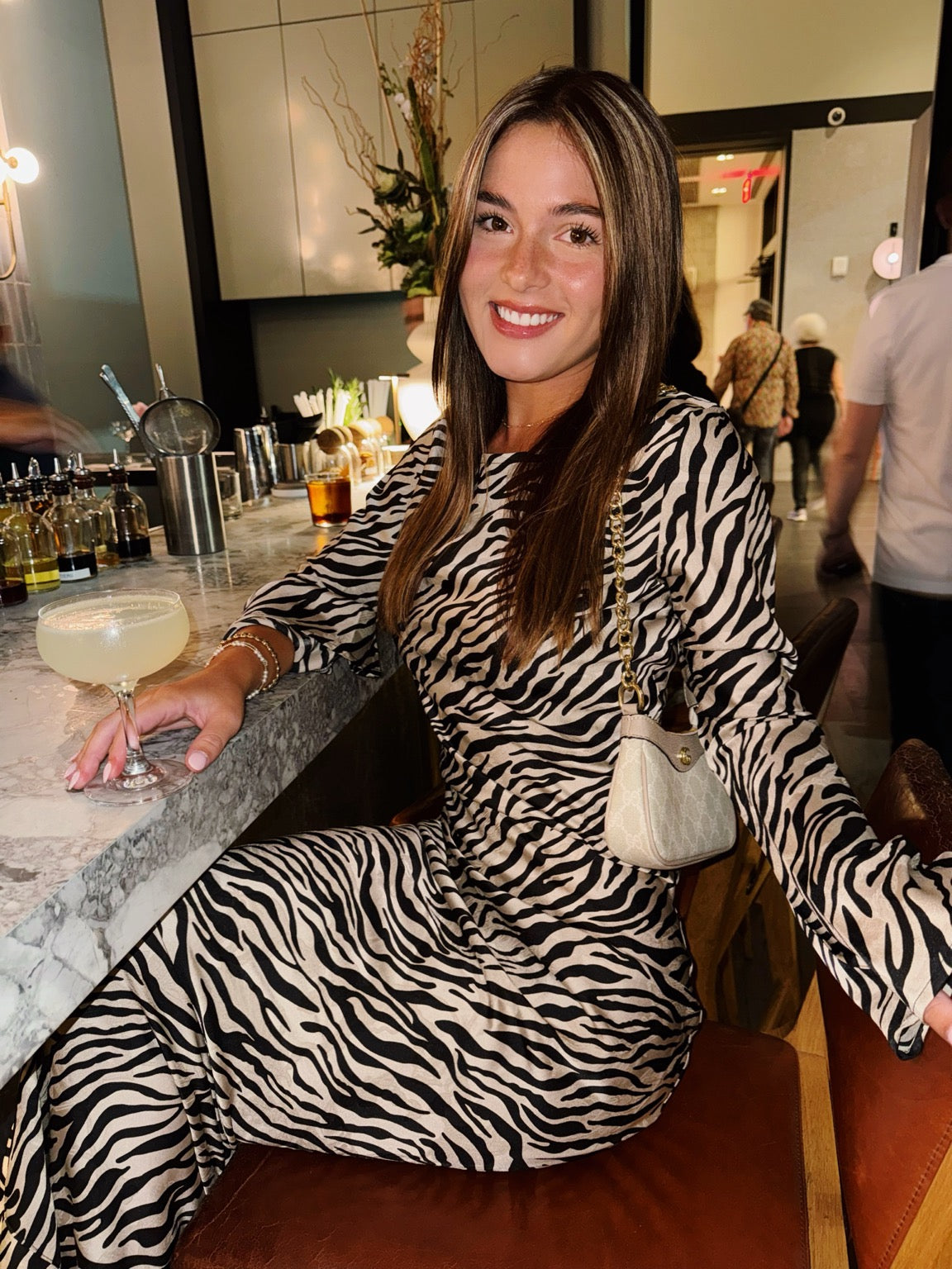 Georgie Satin Maxi Dress - Zebra
