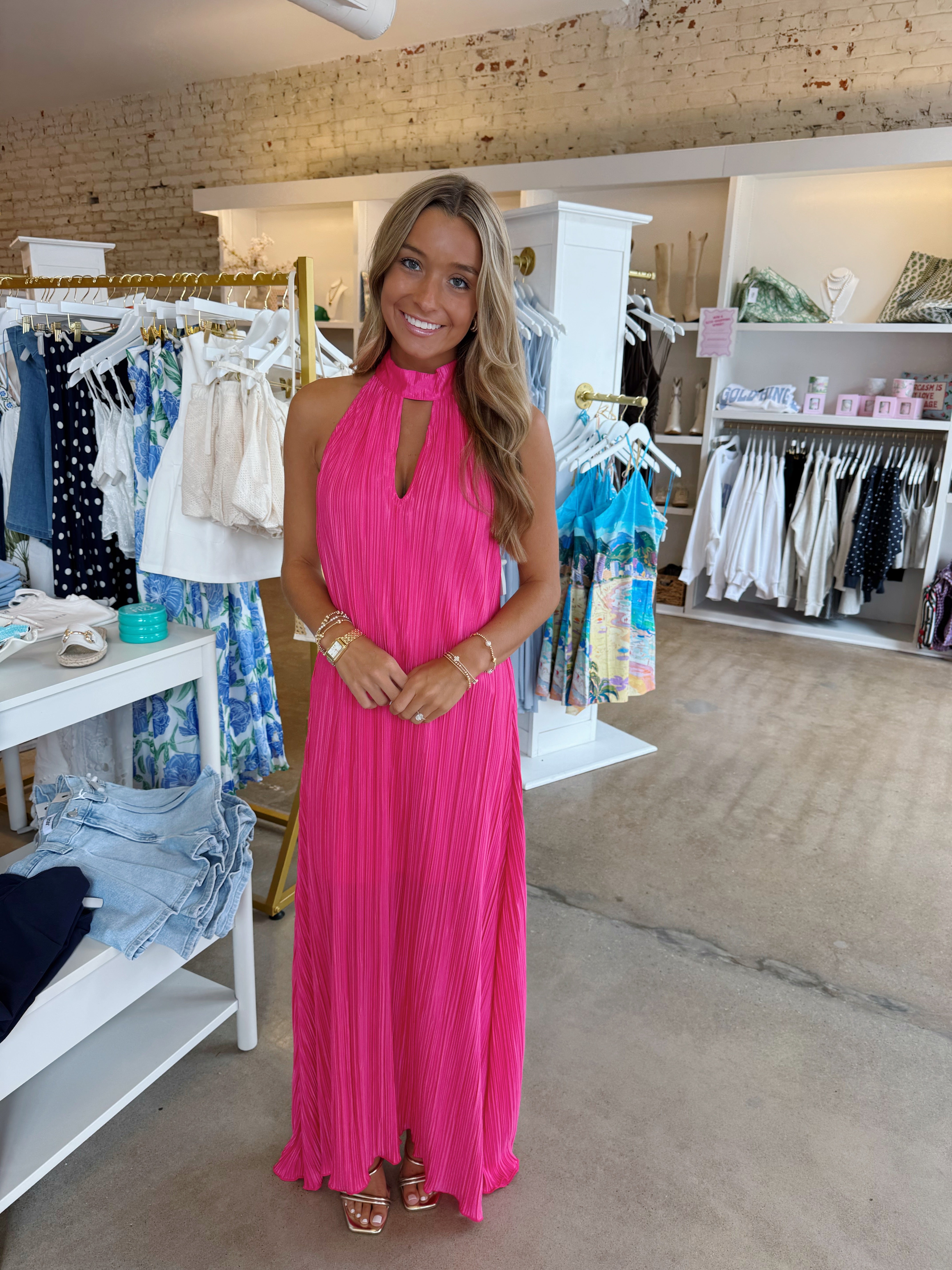 Trinity Midi Dress - Hot Pink
