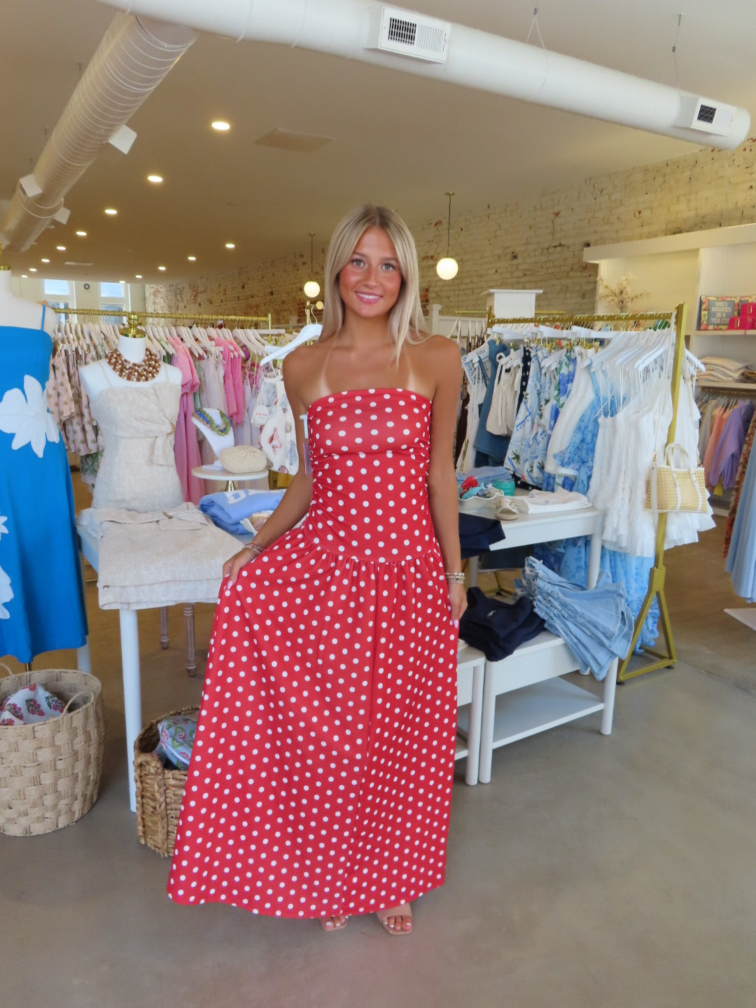 Lana Maxi Dress - Red Polka Dot