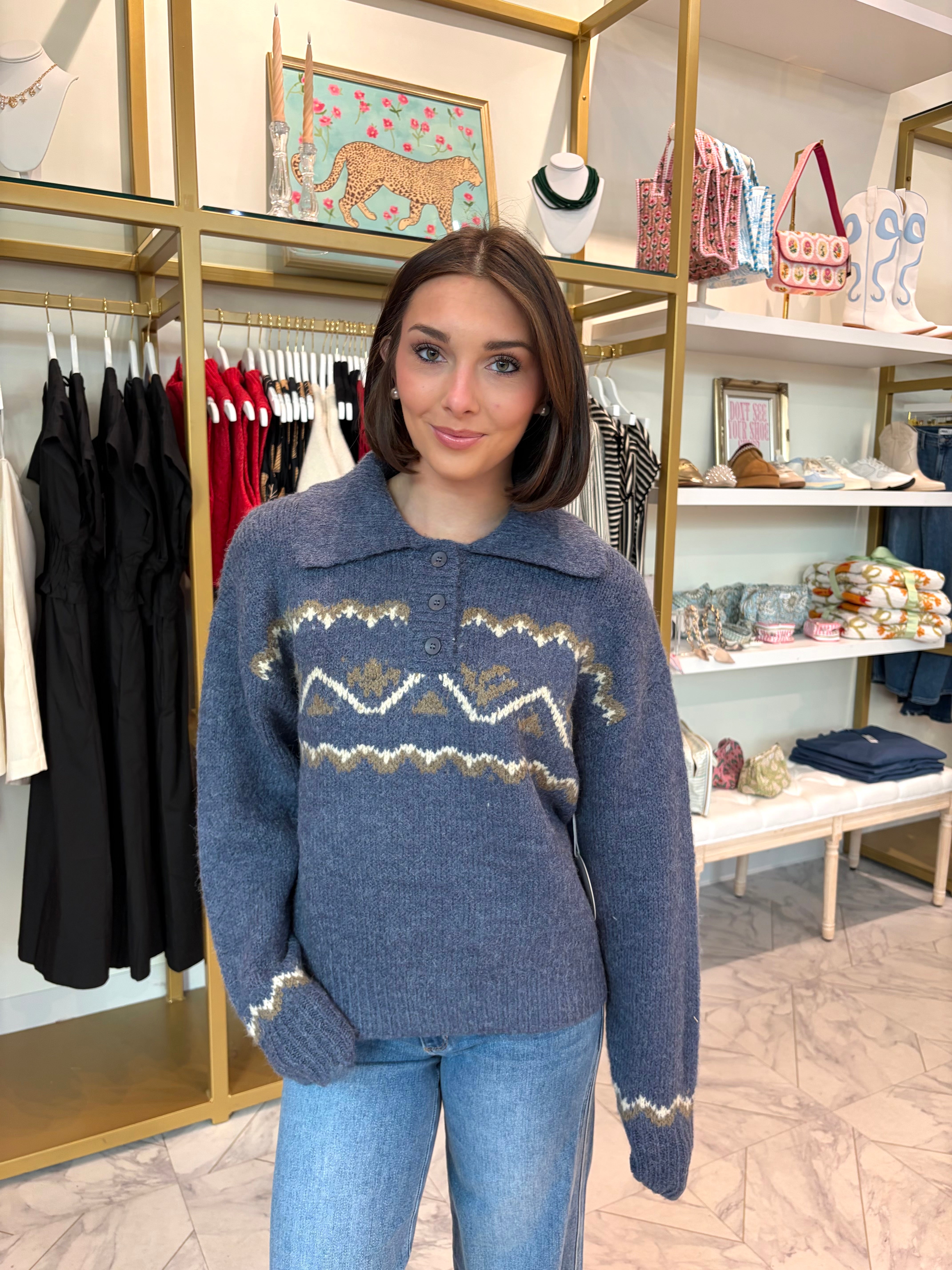 Vintage Girl Sweater - Dusty Blue