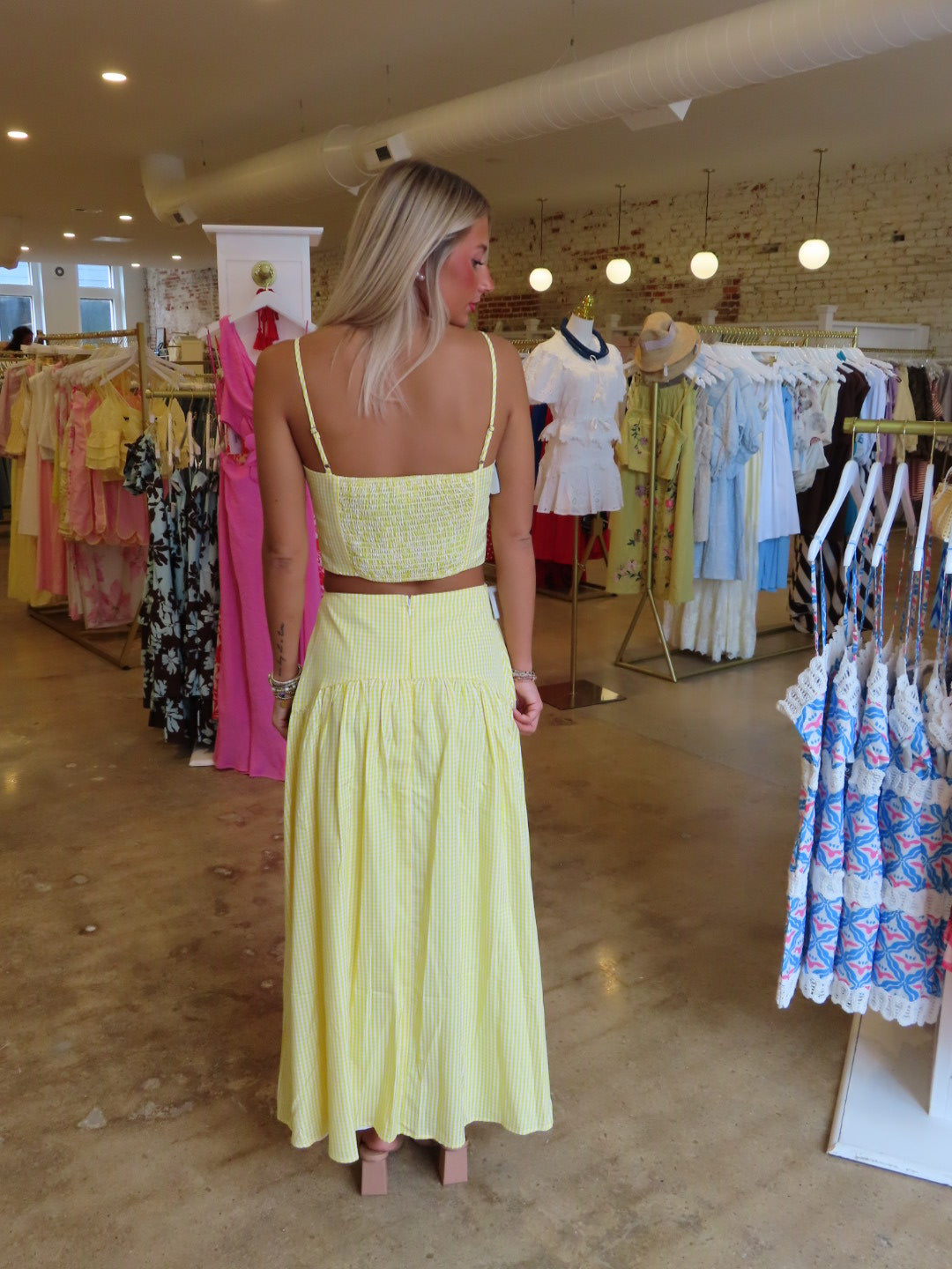 Amira Top & Skirt Set - Yellow Gingham