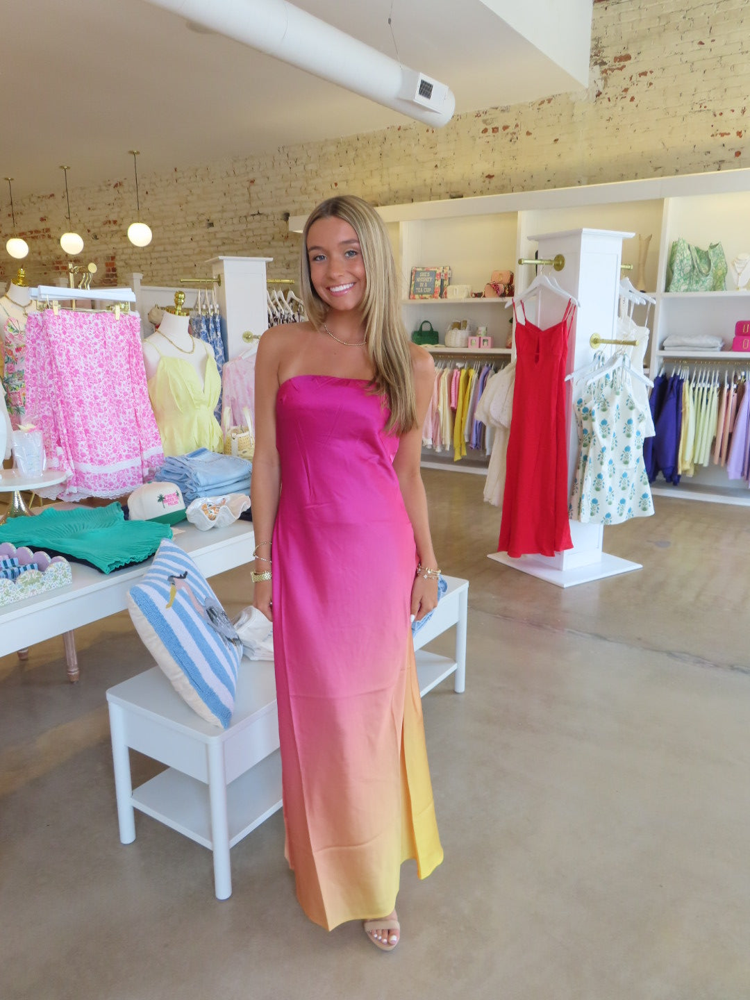 Tequila Sunrise Midi Dress - Pink Ombre