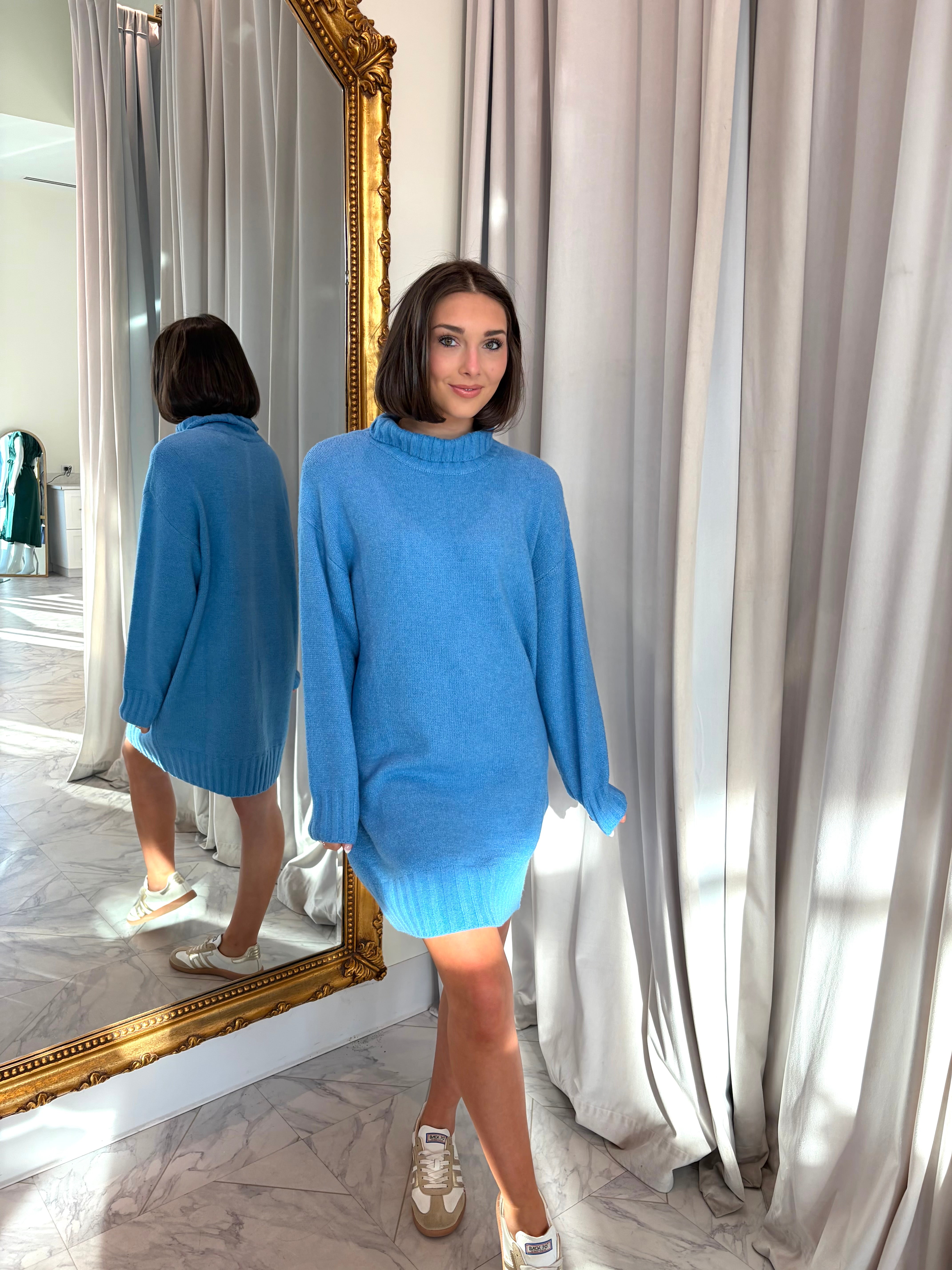 Feel The Rhythm Sweater Dress - Blue