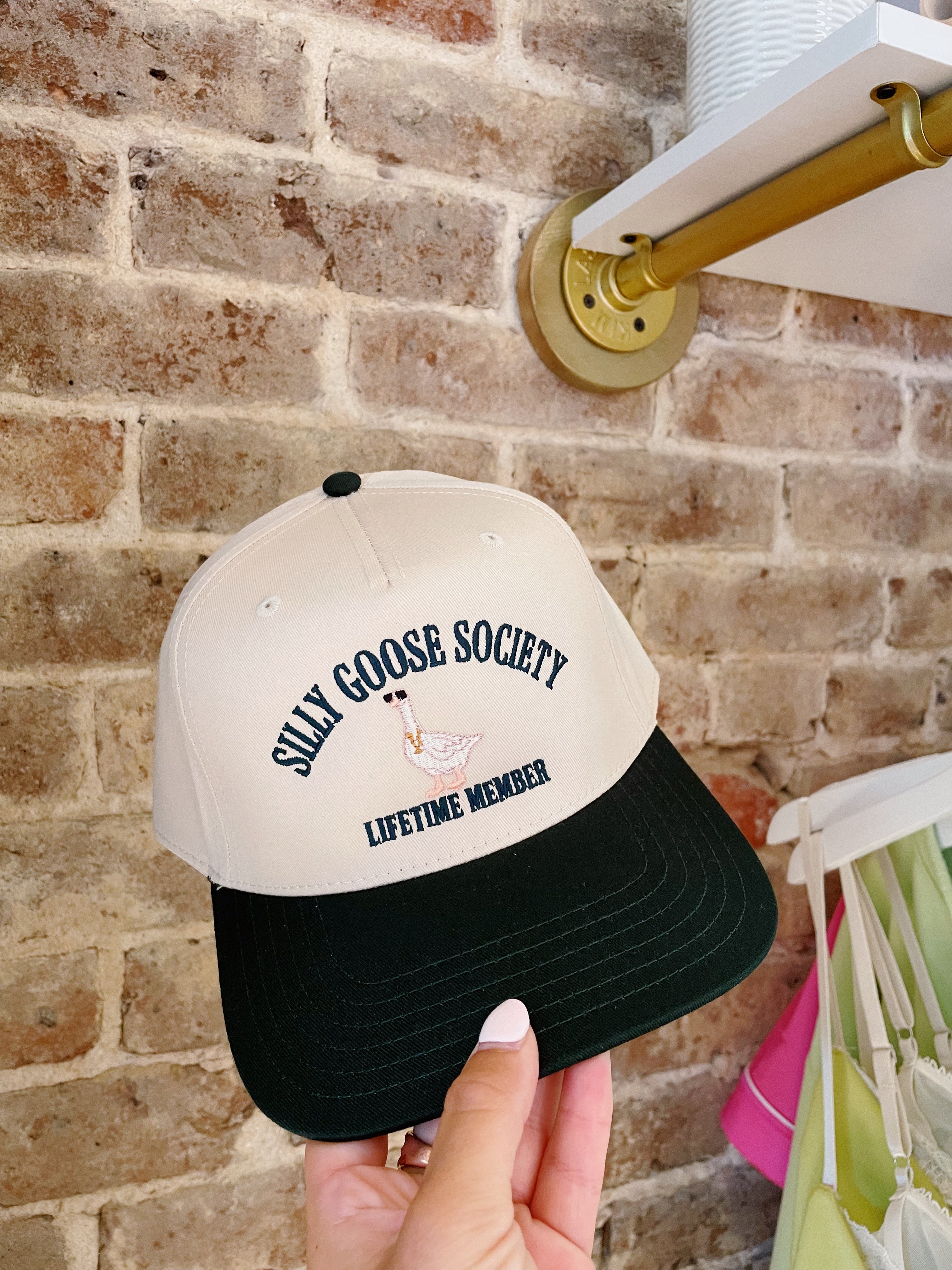 Silly Goose Society Embroidered Hat - Green