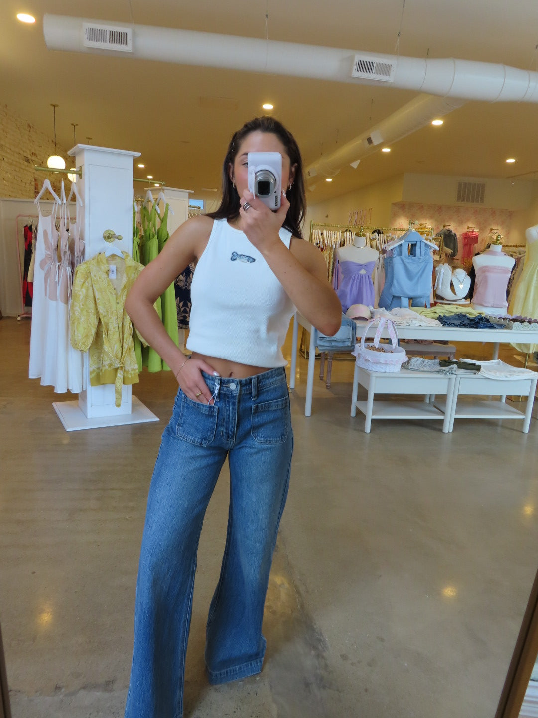 Victoria Micro Pocket Wide Leg Denim - Medium Wash