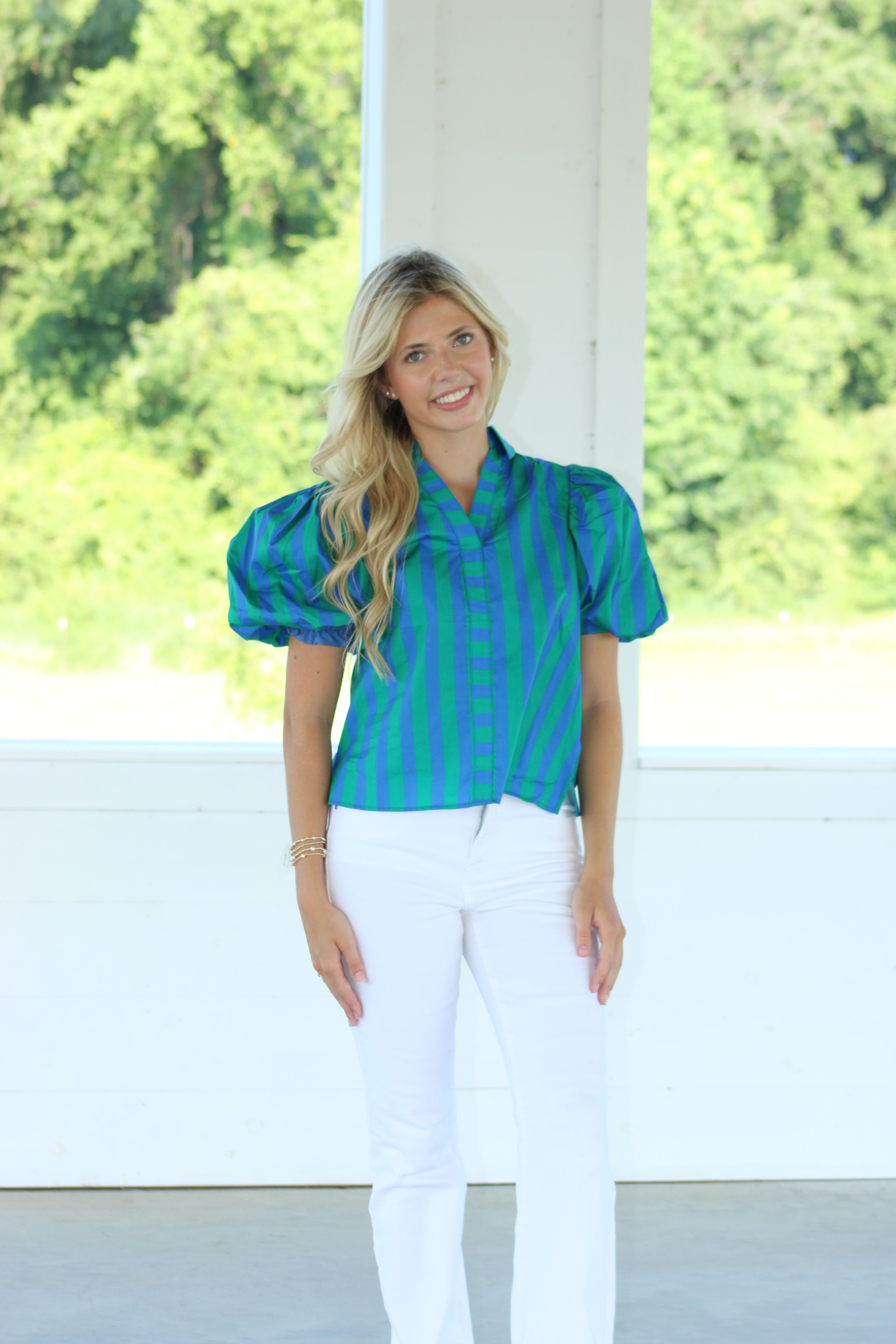 Ginny Top - Green/Blue