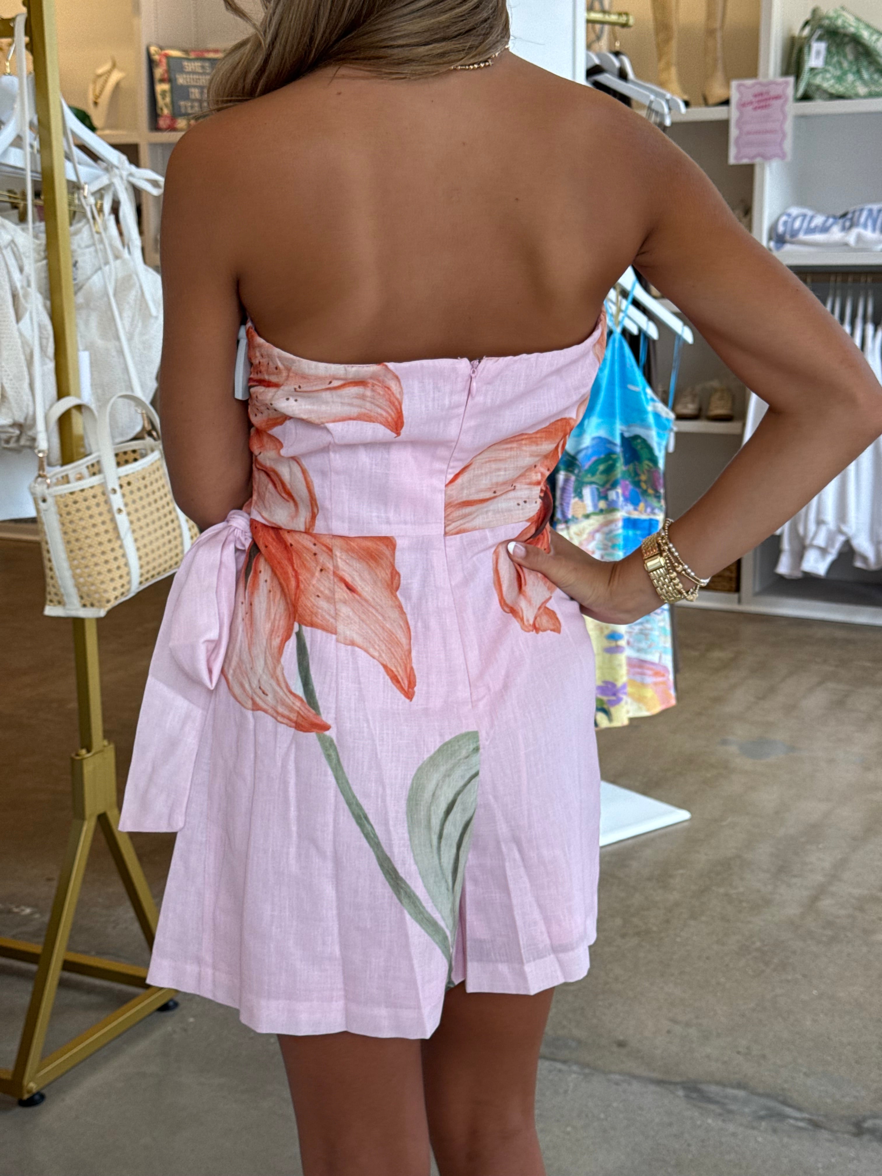 Florence Wrap Tie Mini Dress - Pink