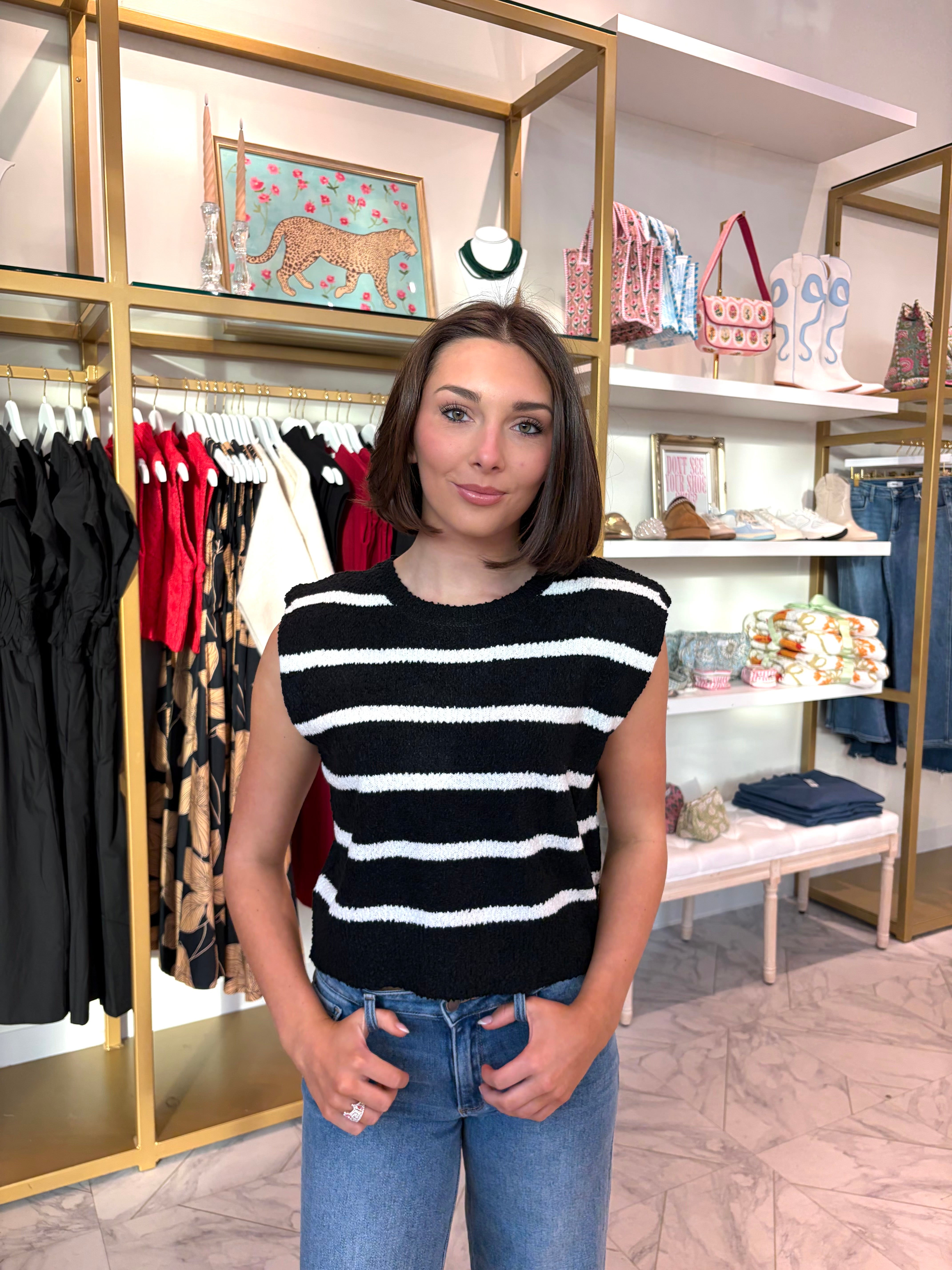 Charlie Sweater Top - Black Stripe