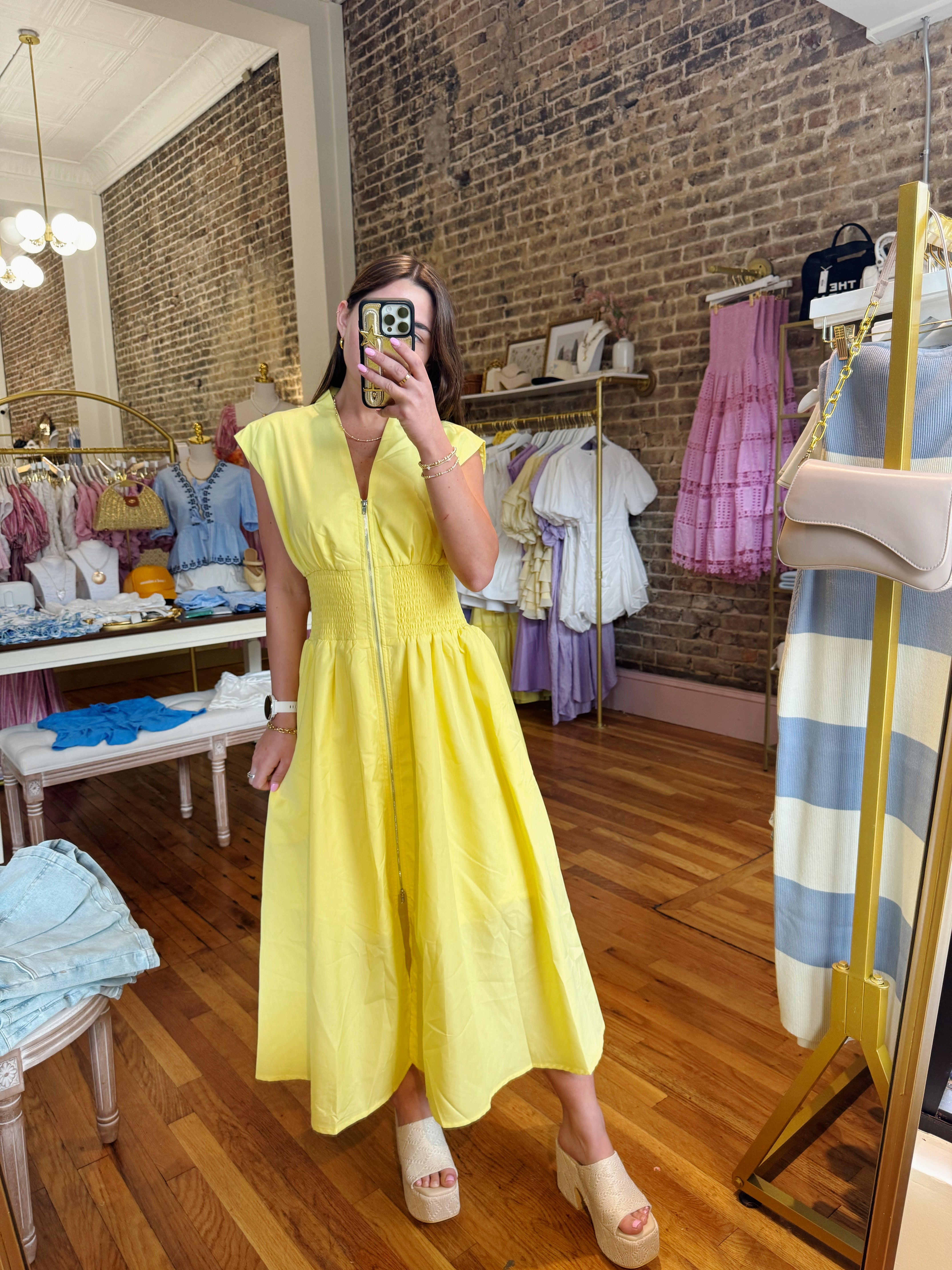 Cherish You Midi Dress - Lemon