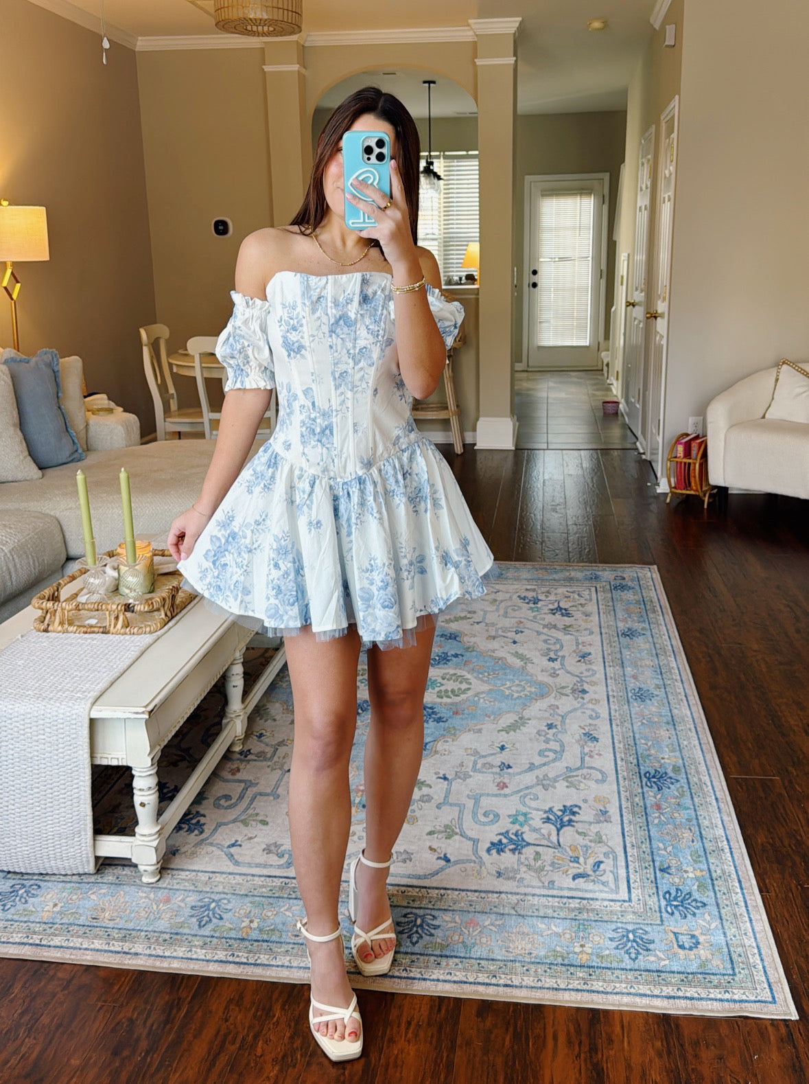 Fancy Florals Dress - Baby Blue