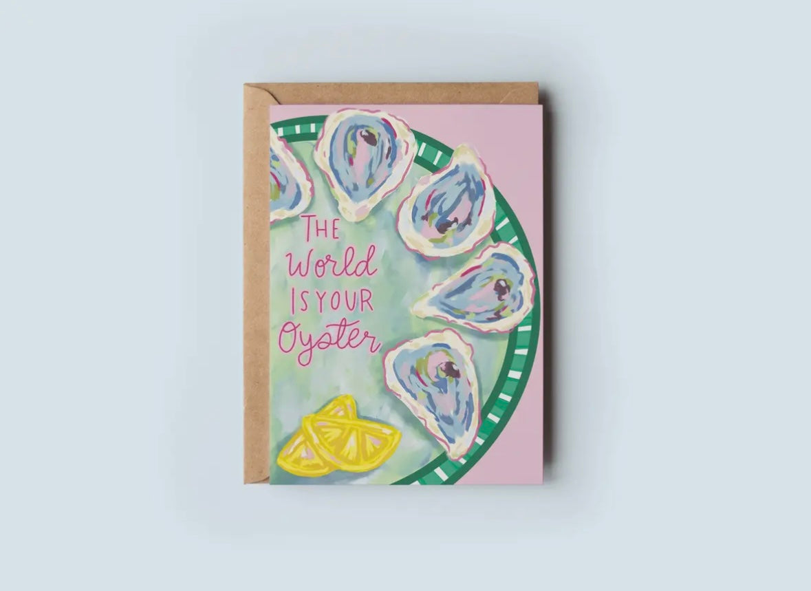 The World Is Your Oyster Beach Coastal Greeting Card