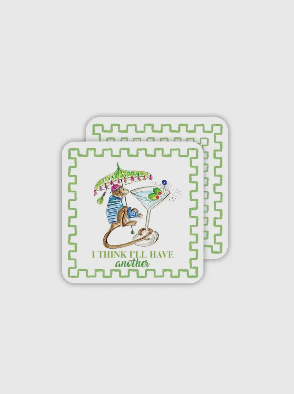 I Think I'll Have Another Monkey with Martini Paper Coaster - Pack of 20