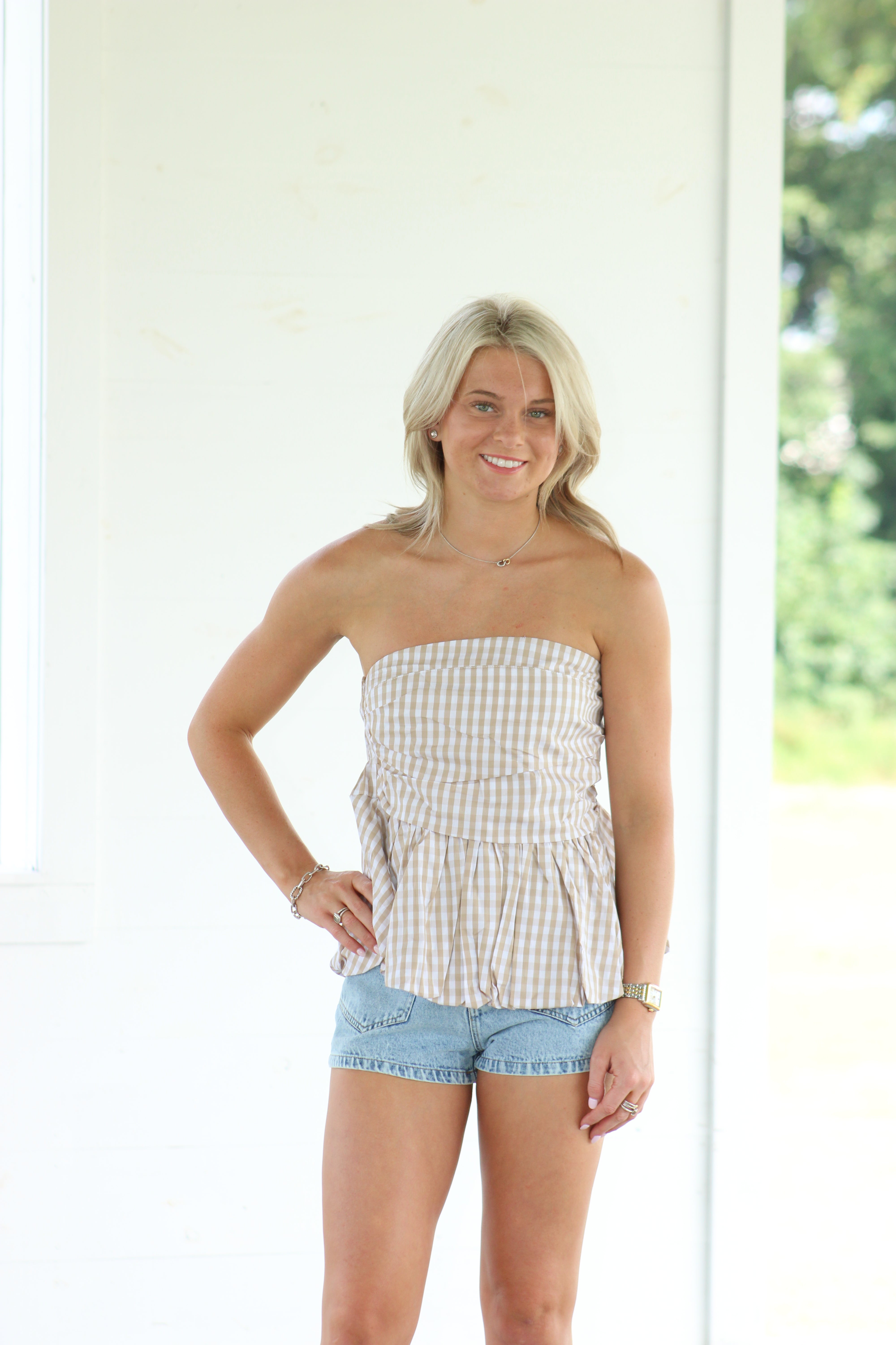 Autumn Top - Beige Gingham