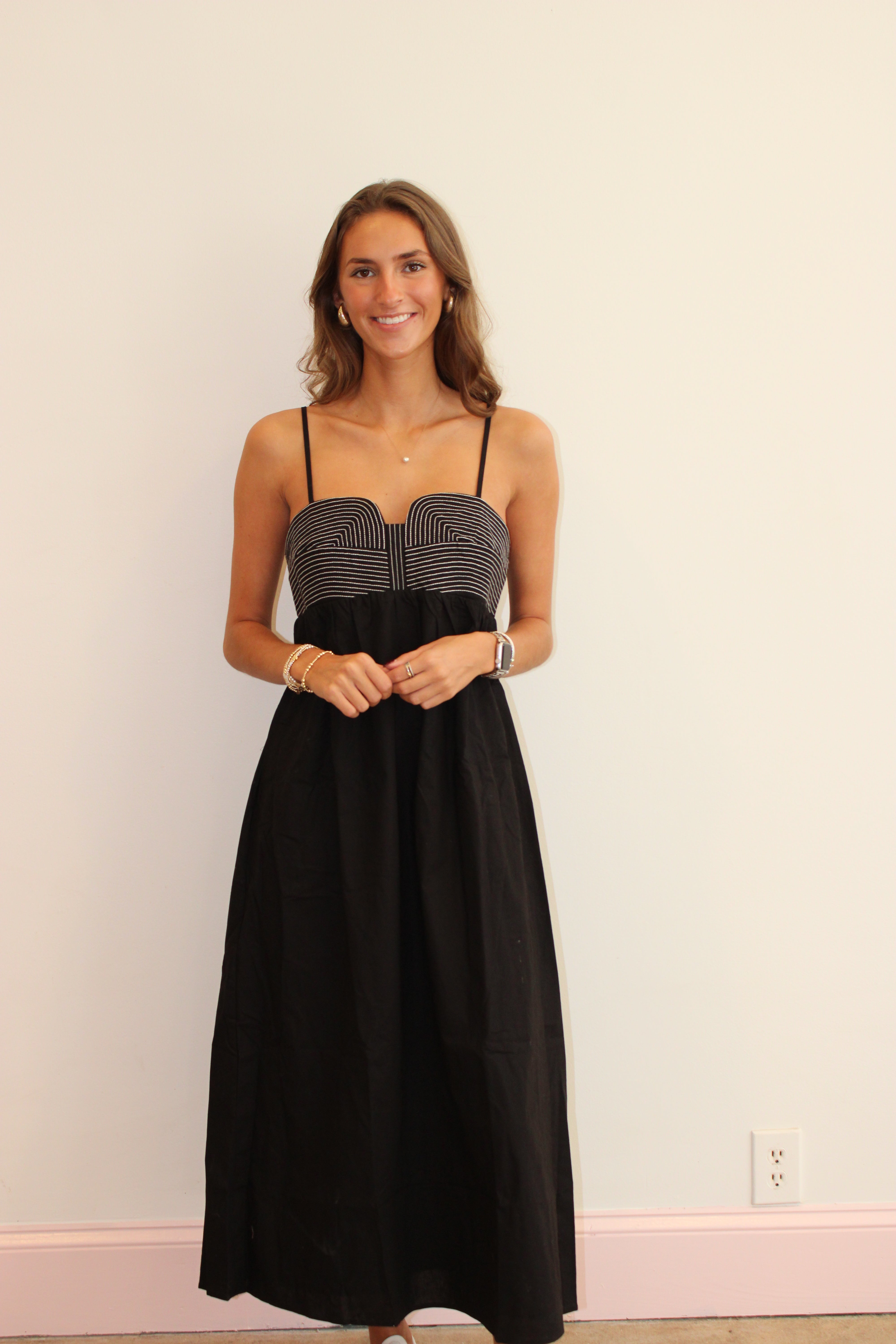 On The Rocks Linen Midi Dress - Black