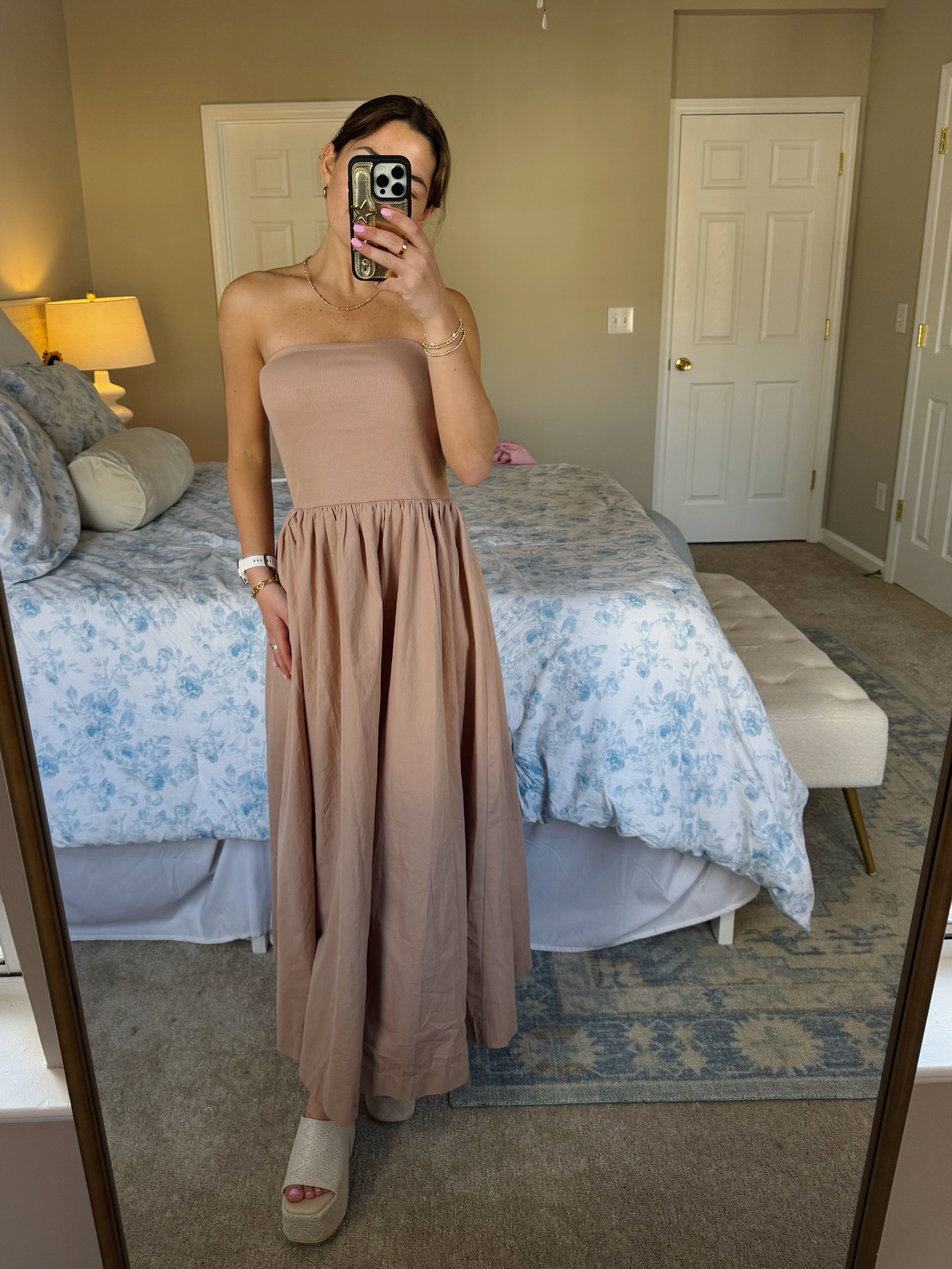 Up To Date Midi Dress - Tan