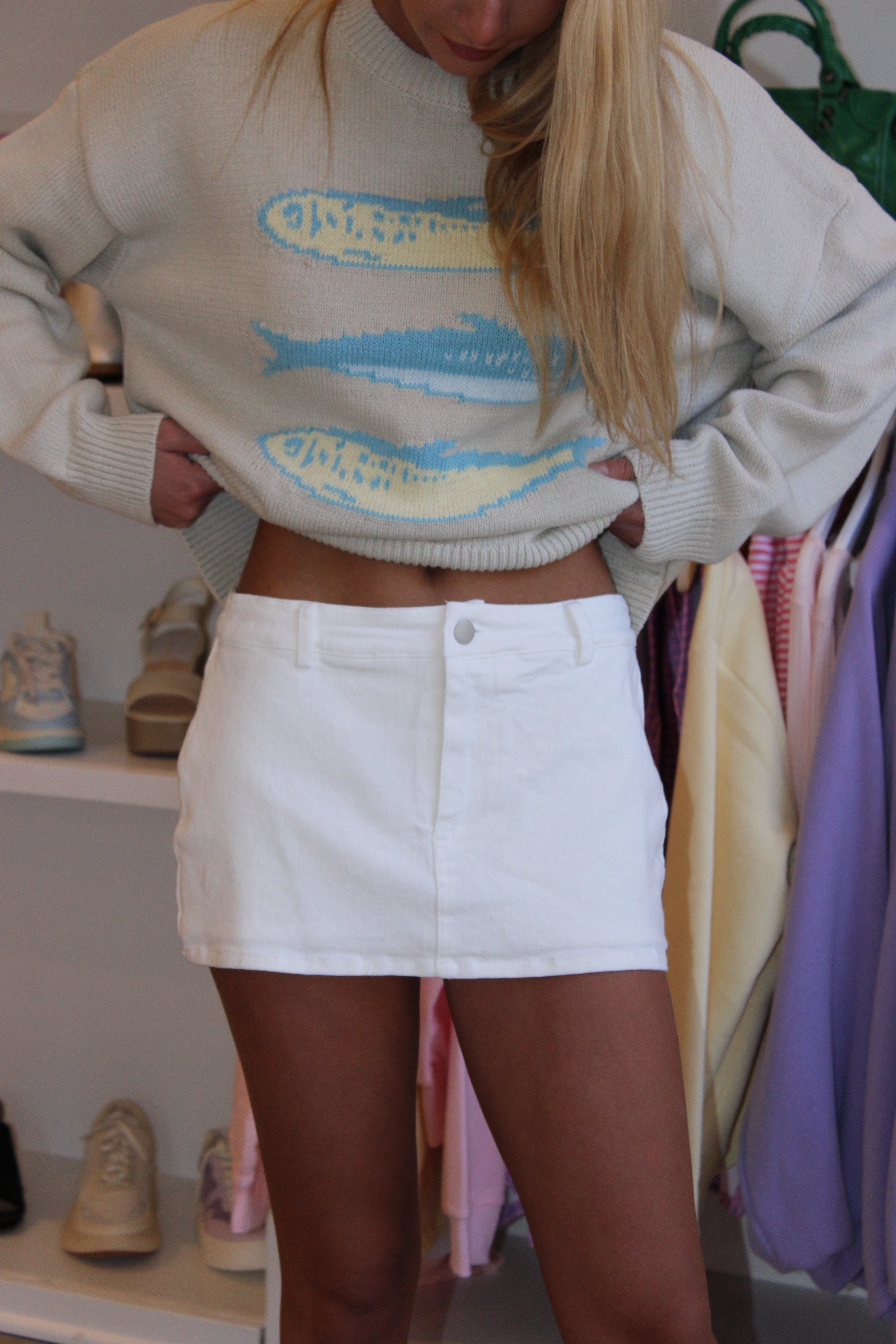 Tina Denim Skirt - Ivory