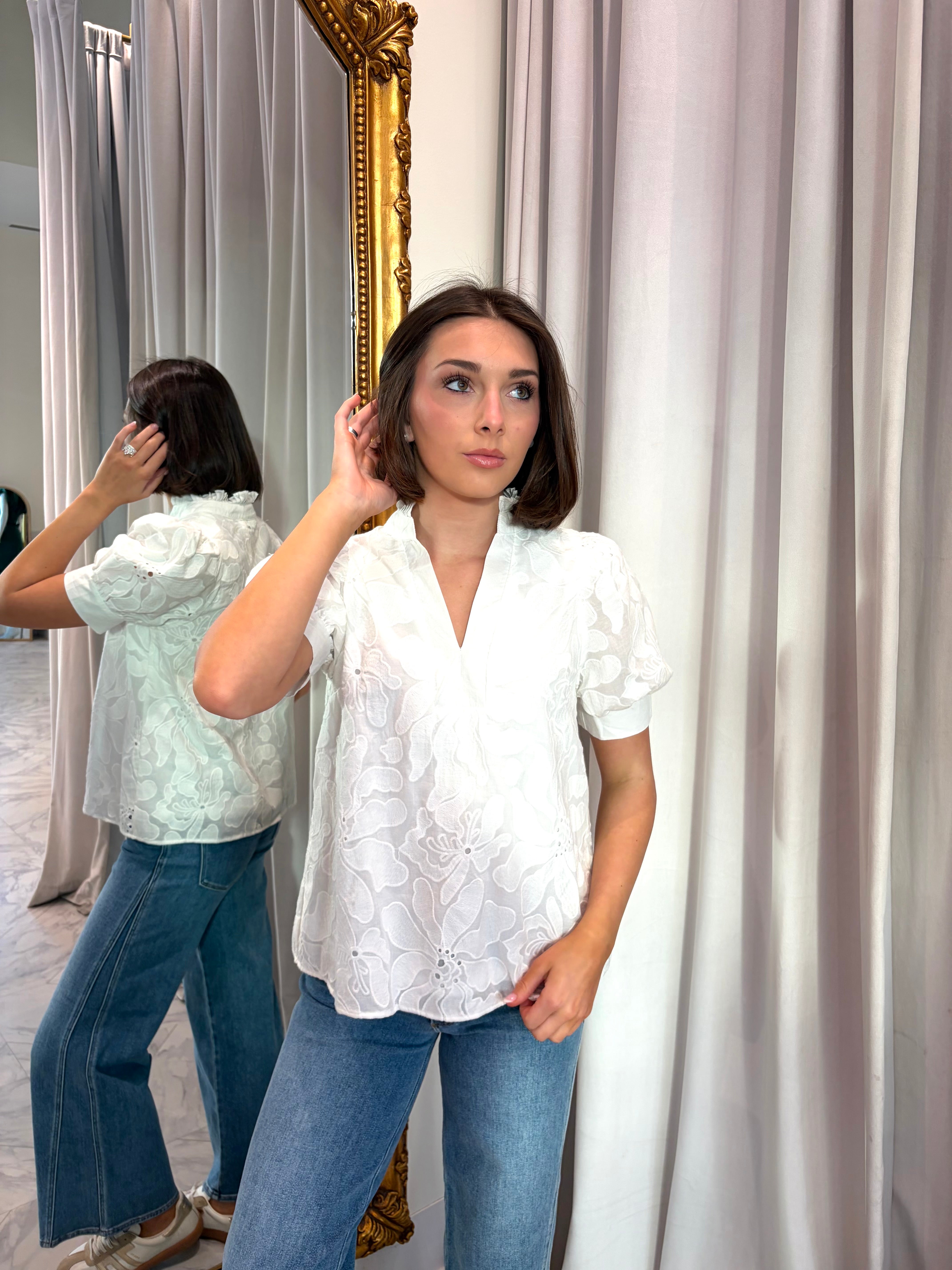 Layne Eyelet Top - White