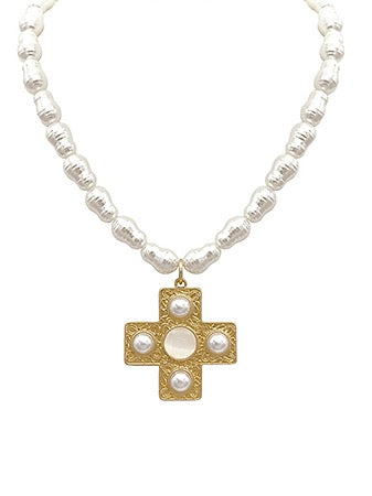 Ashanti Necklace - Gold & Pearl