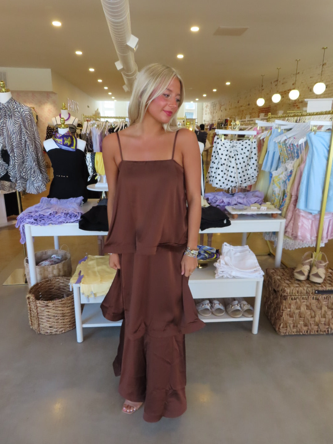 We Fell In Love In October Tiered Maxi Dress - Brown