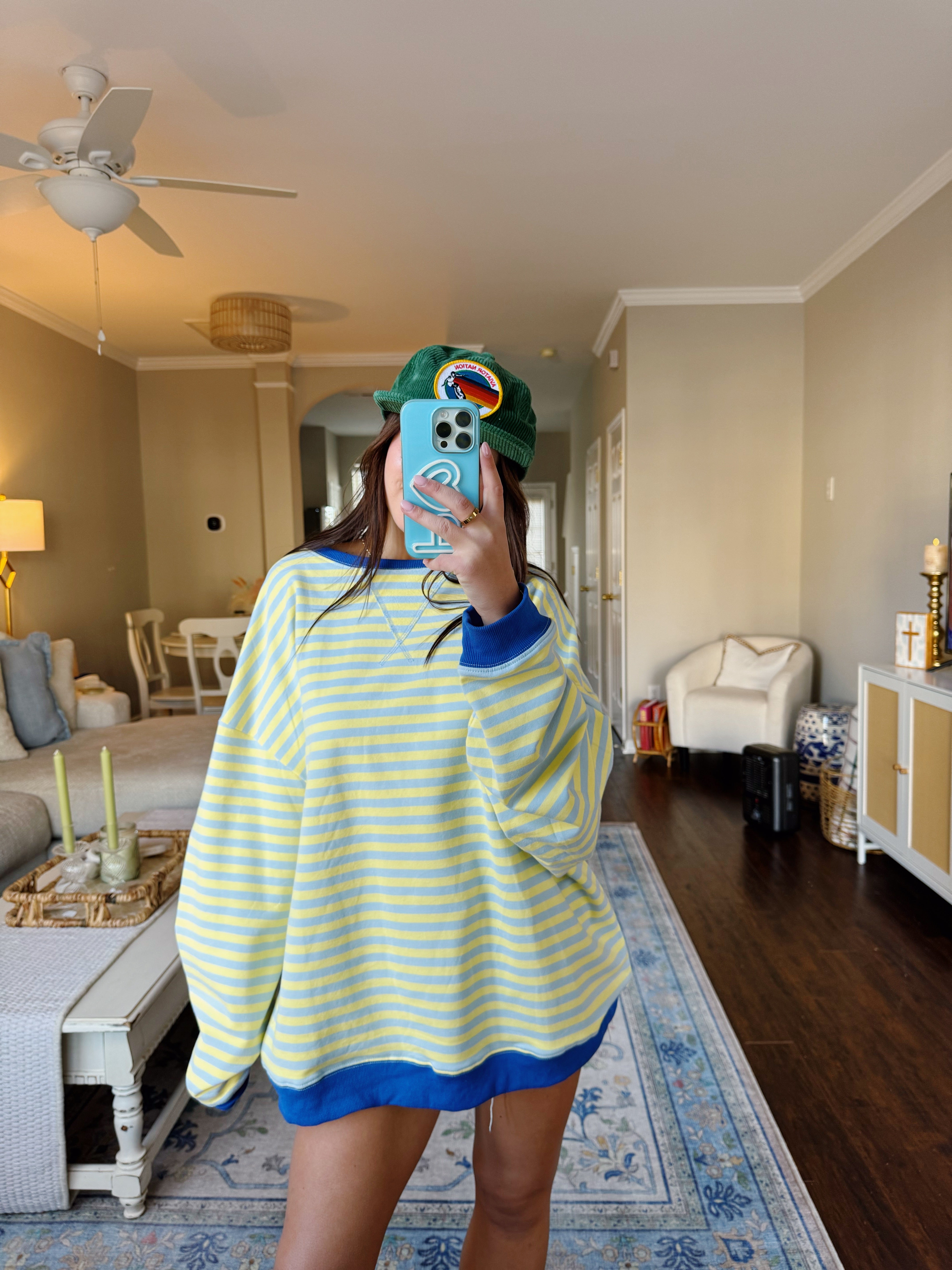 Cuddled Up Oversized Crewneck - Baby Blue