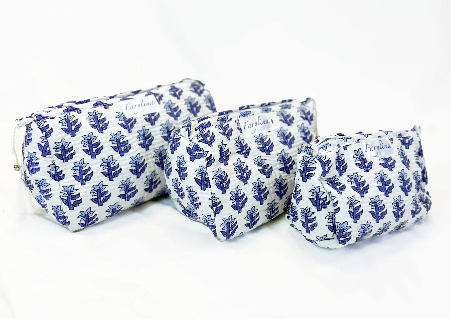 Jane Quilted Pouch - Navy & White