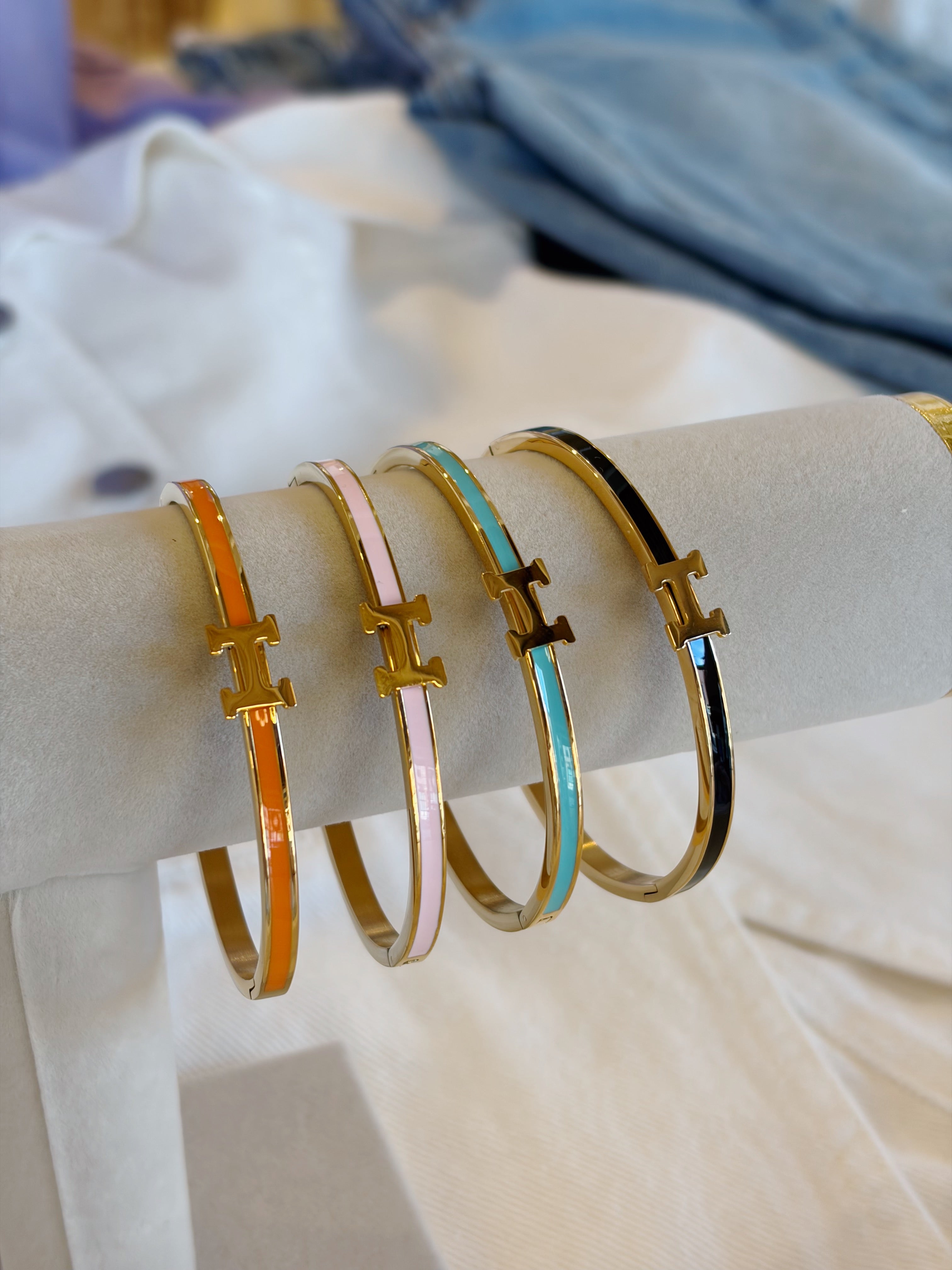 Thin Initial Bangle Bracelet