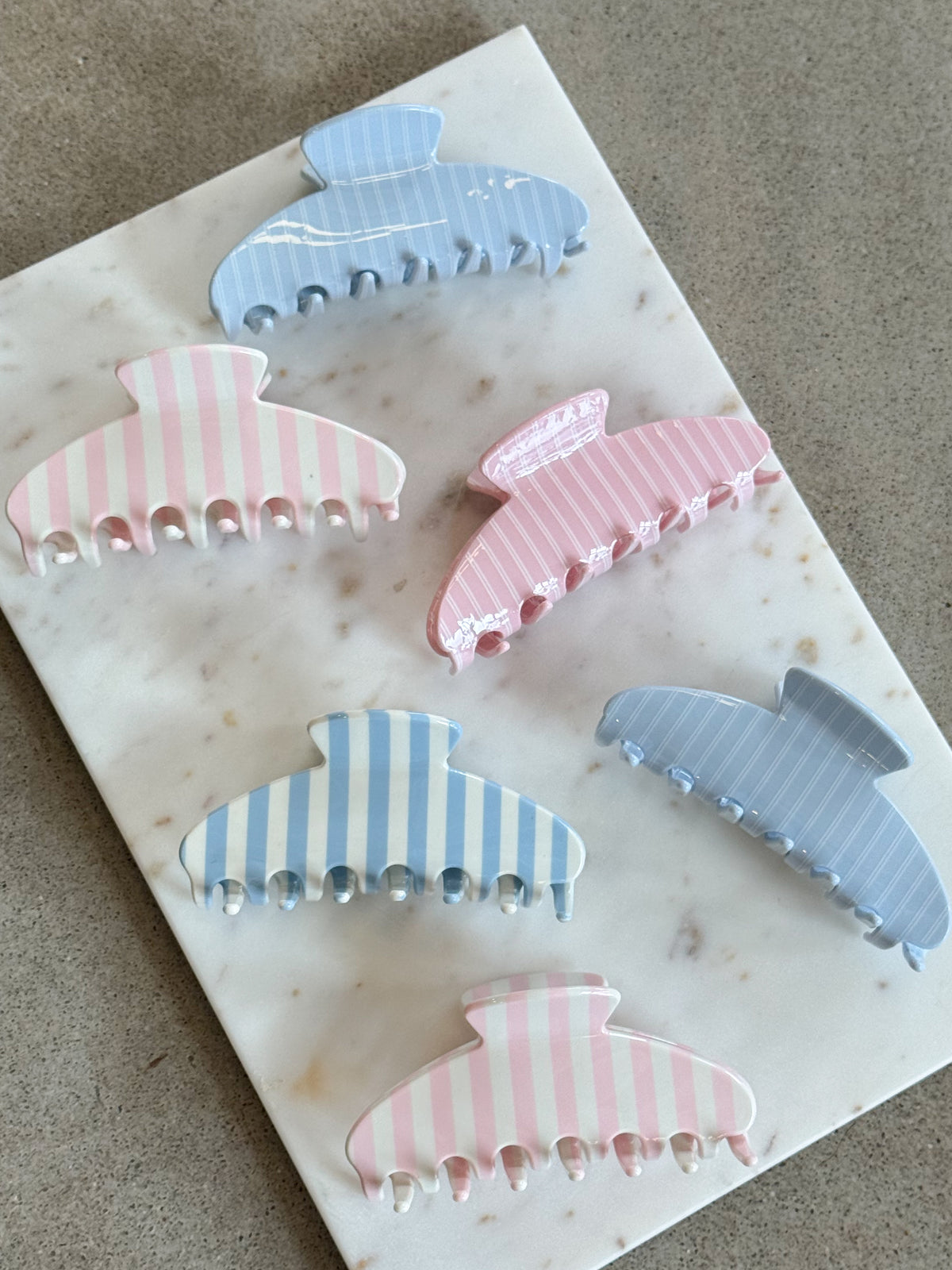 Pink and white stripe Hair Claw