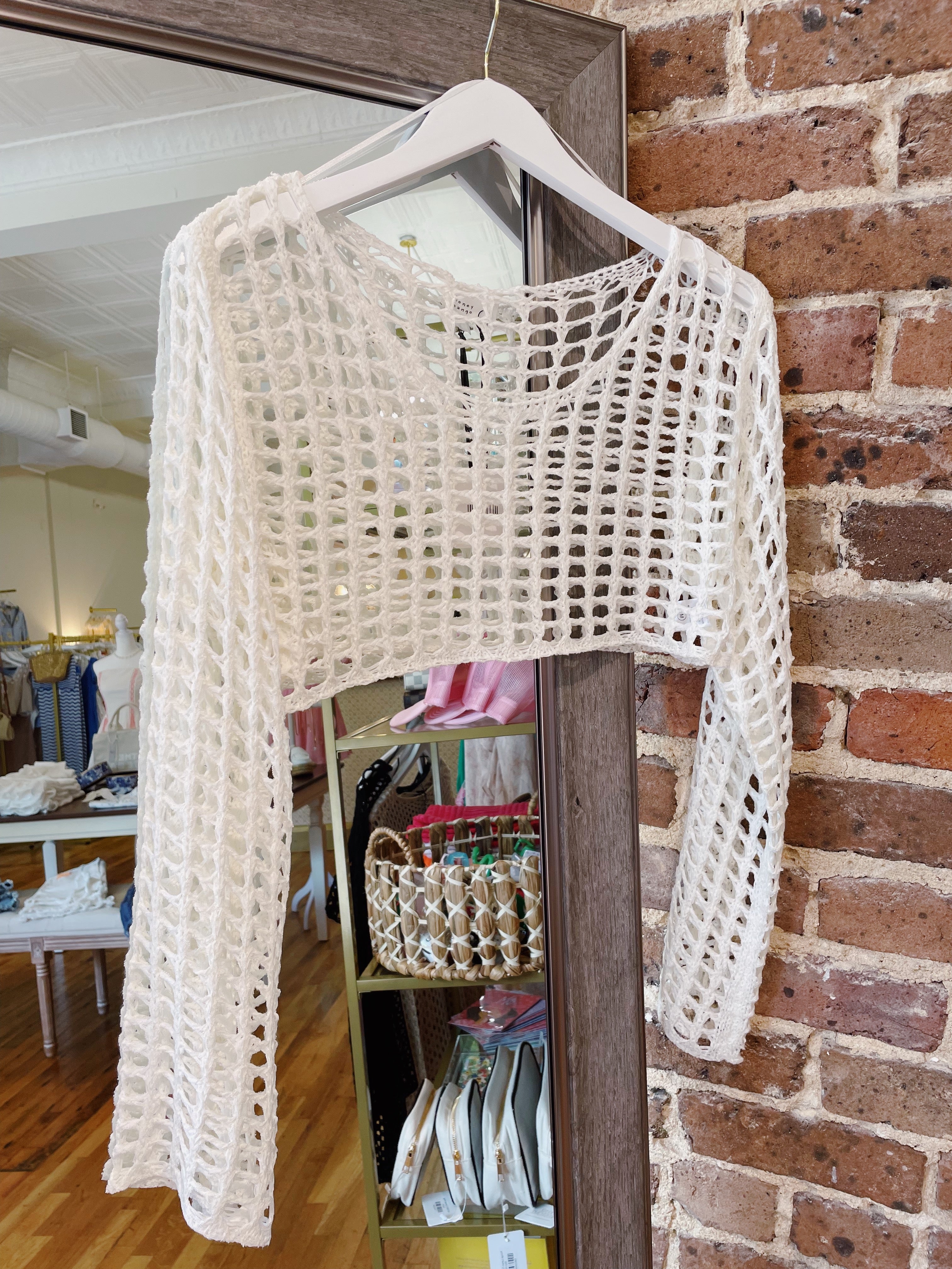 Coast To Coast Crochet Net Top - Ivory