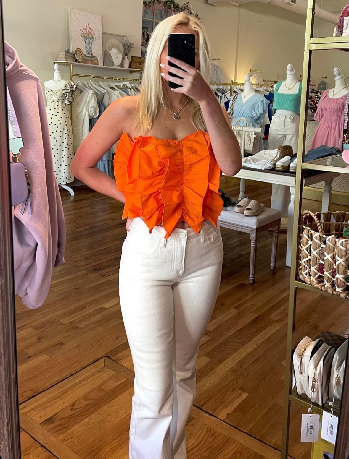 Shelly Ruffle Top - Sunkist