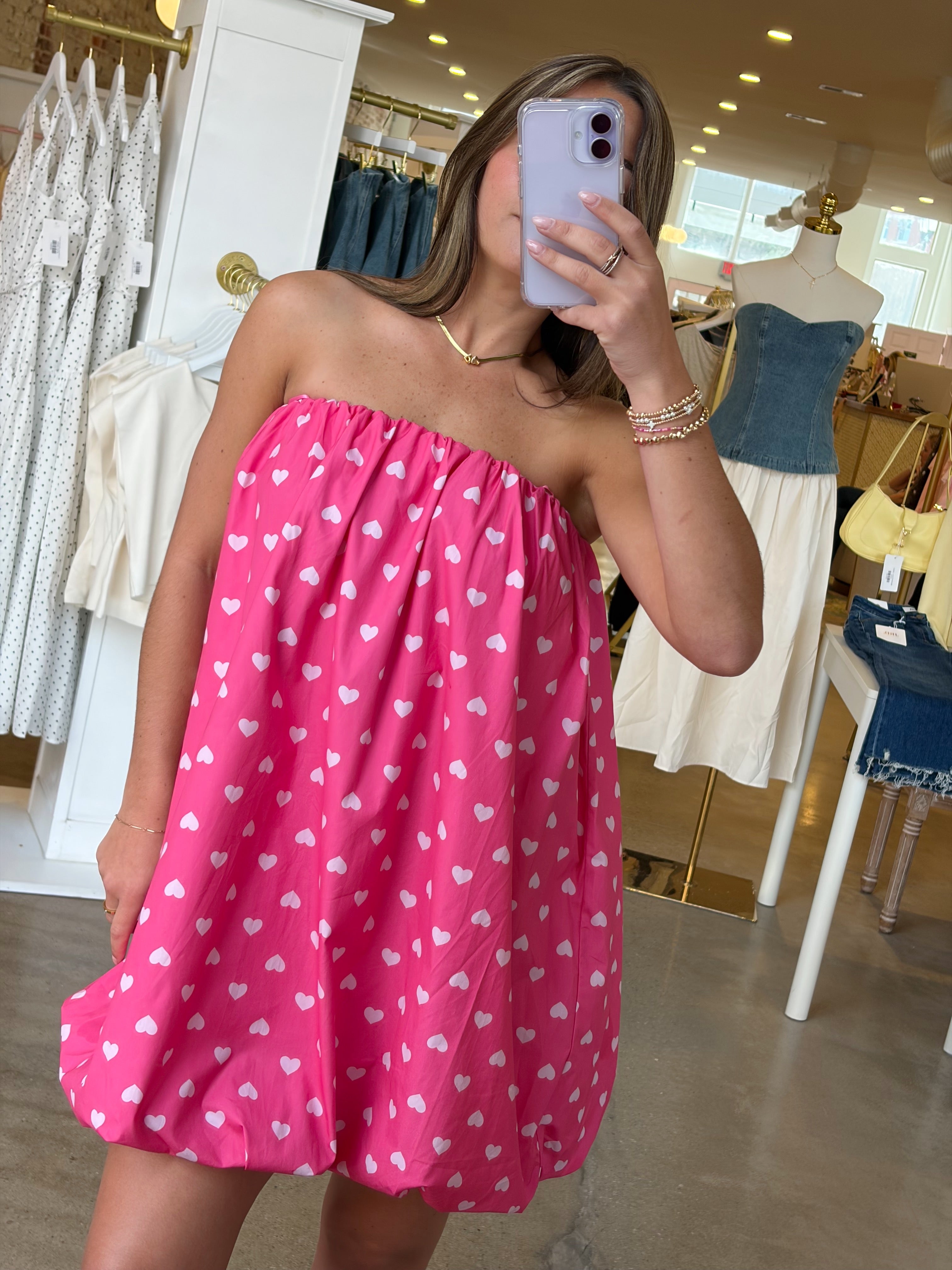 Queen Of Hearts Bubble Mini Dress - Pink