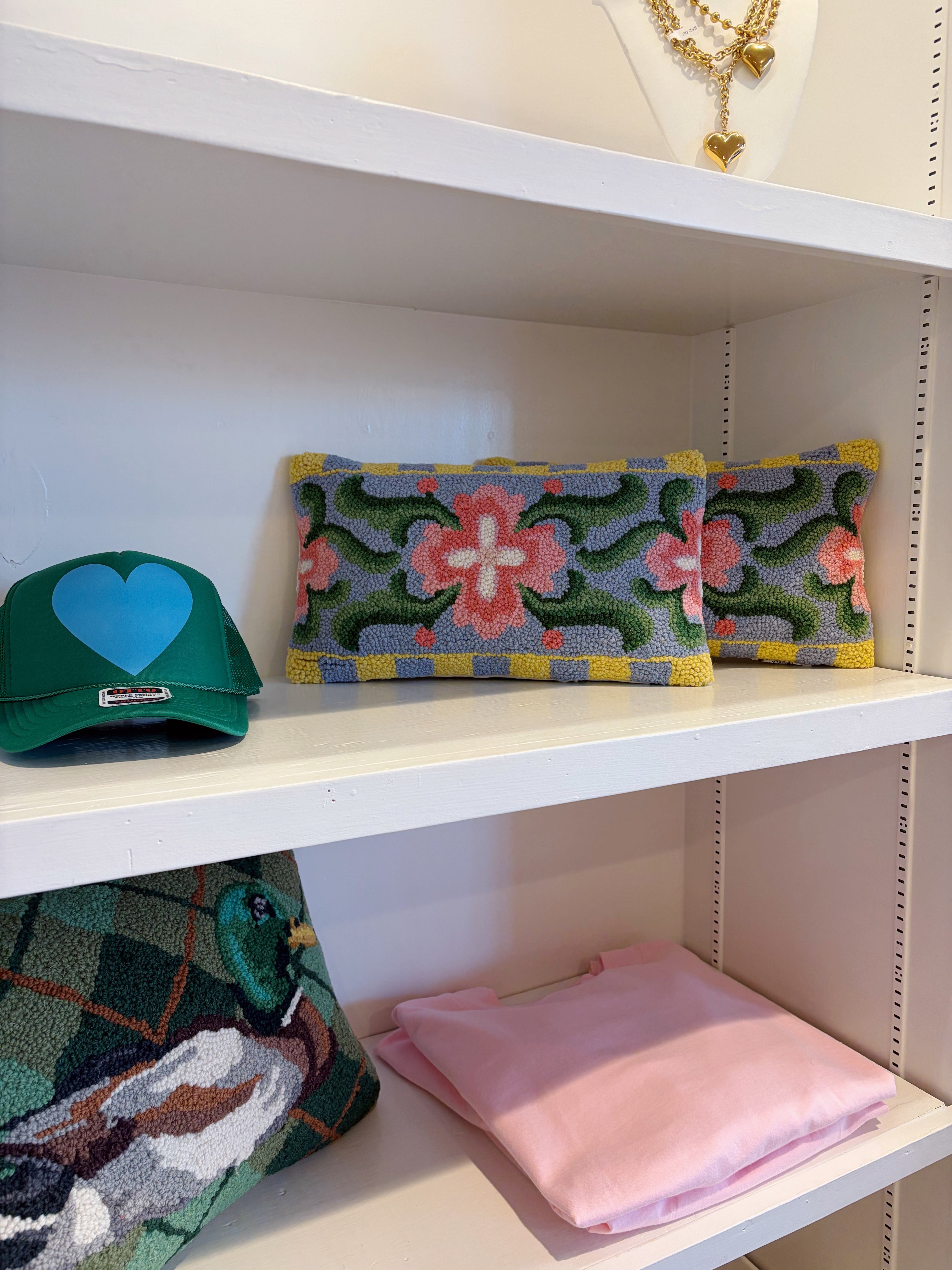 Vintage Floral Tile Lumber Needle Point Pillow