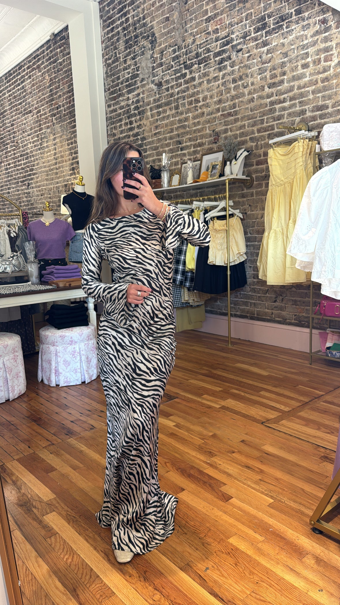 Georgie Satin Maxi Dress - Zebra