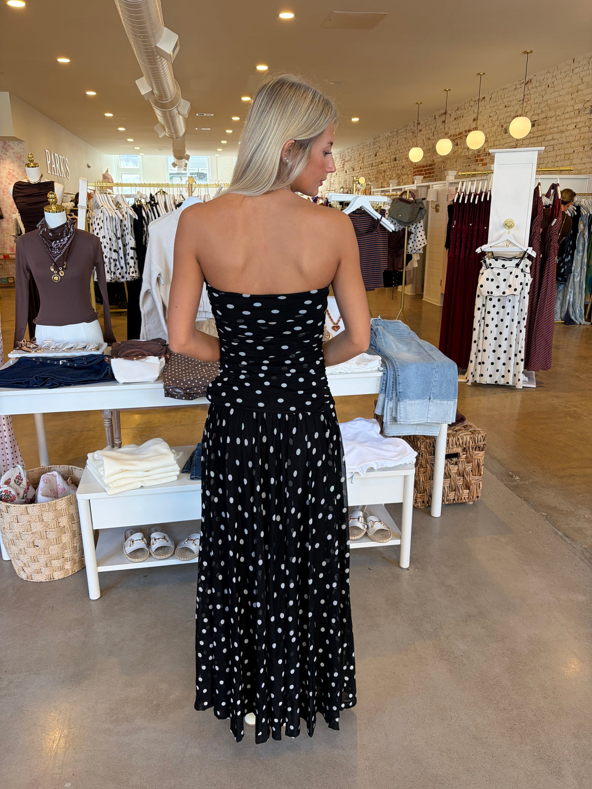 Beverly Maxi Dress - Black/Ivory Polka Dot