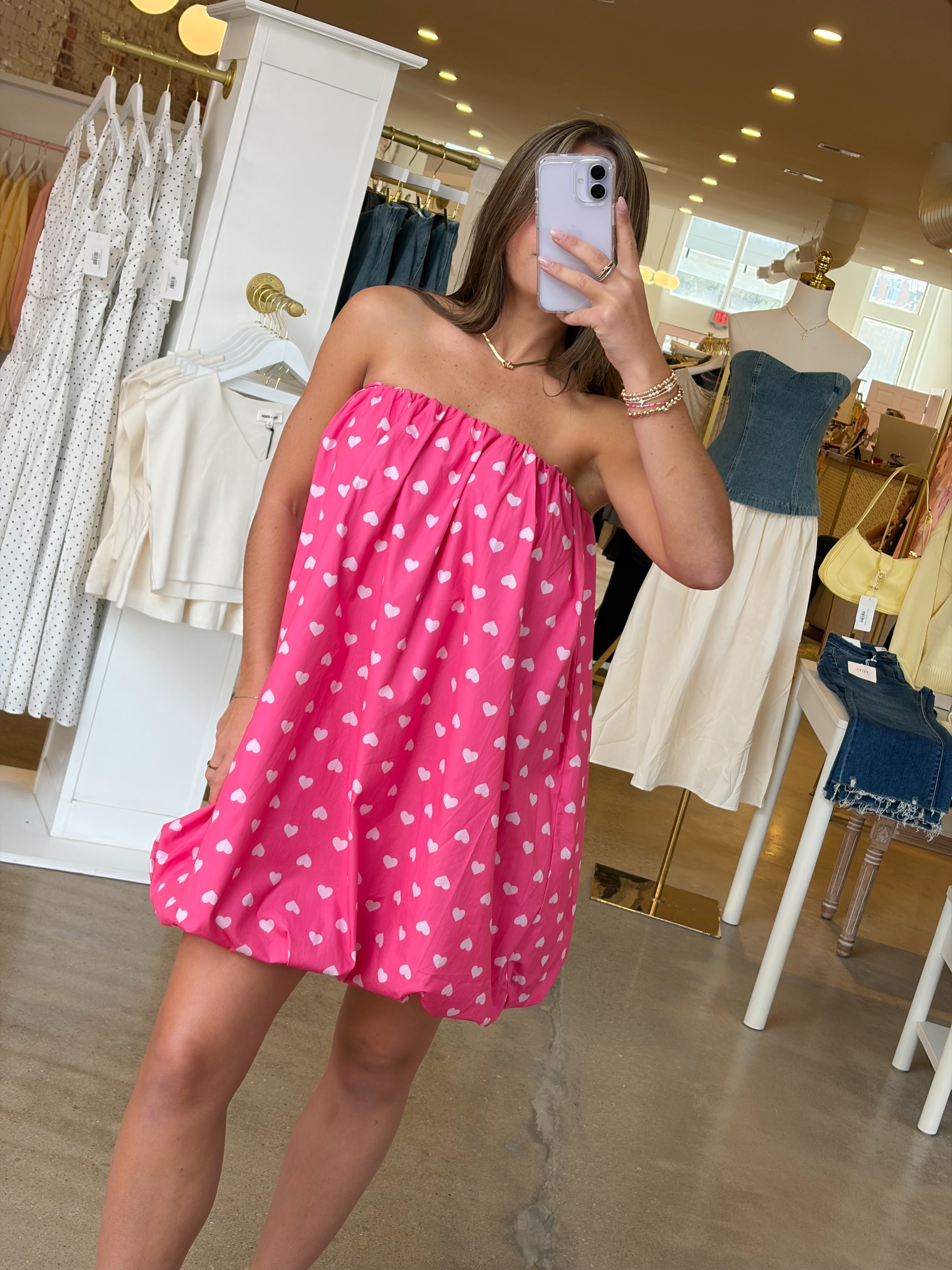 Queen Of Hearts Bubble Mini Dress - Pink