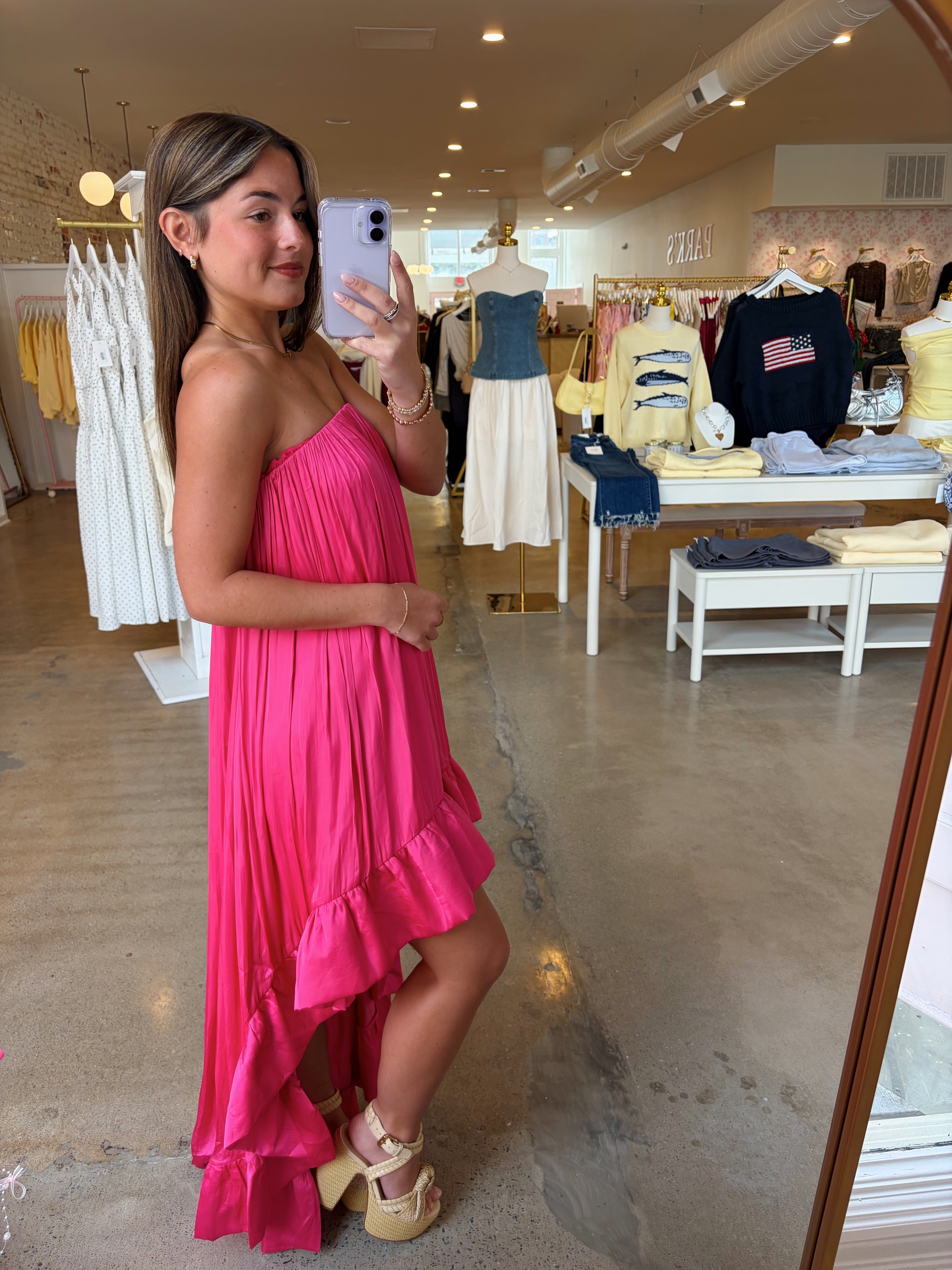 Valerie High Low Dress - Hot Pink